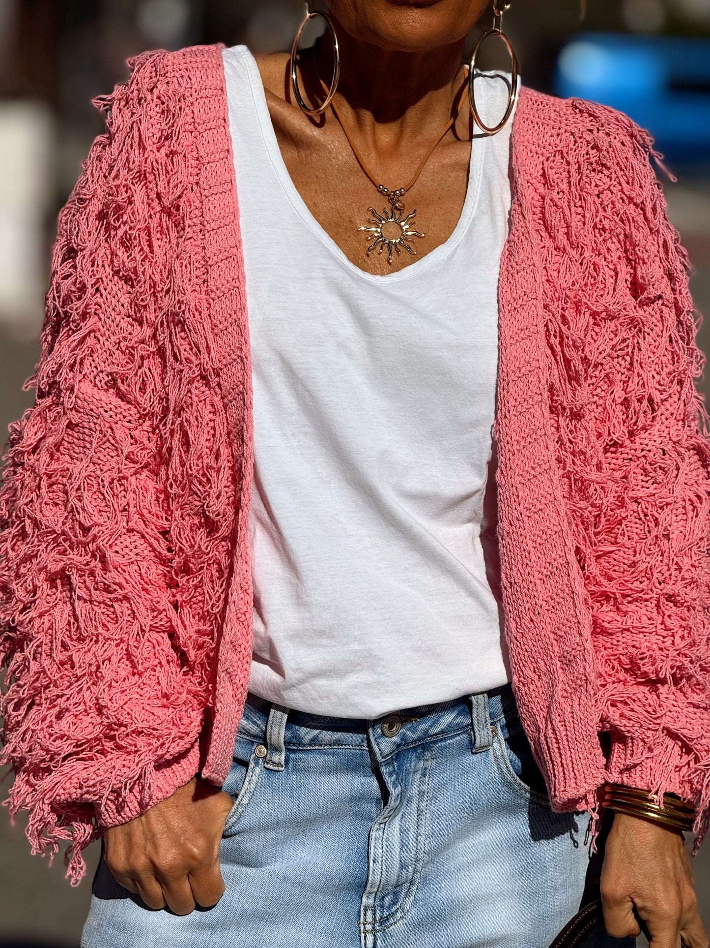 CARDIGAN CON FLECOS KEZIA MULTICOLOR