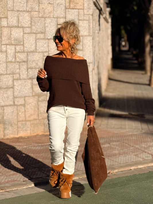 JERSEY BARDOT MARRON