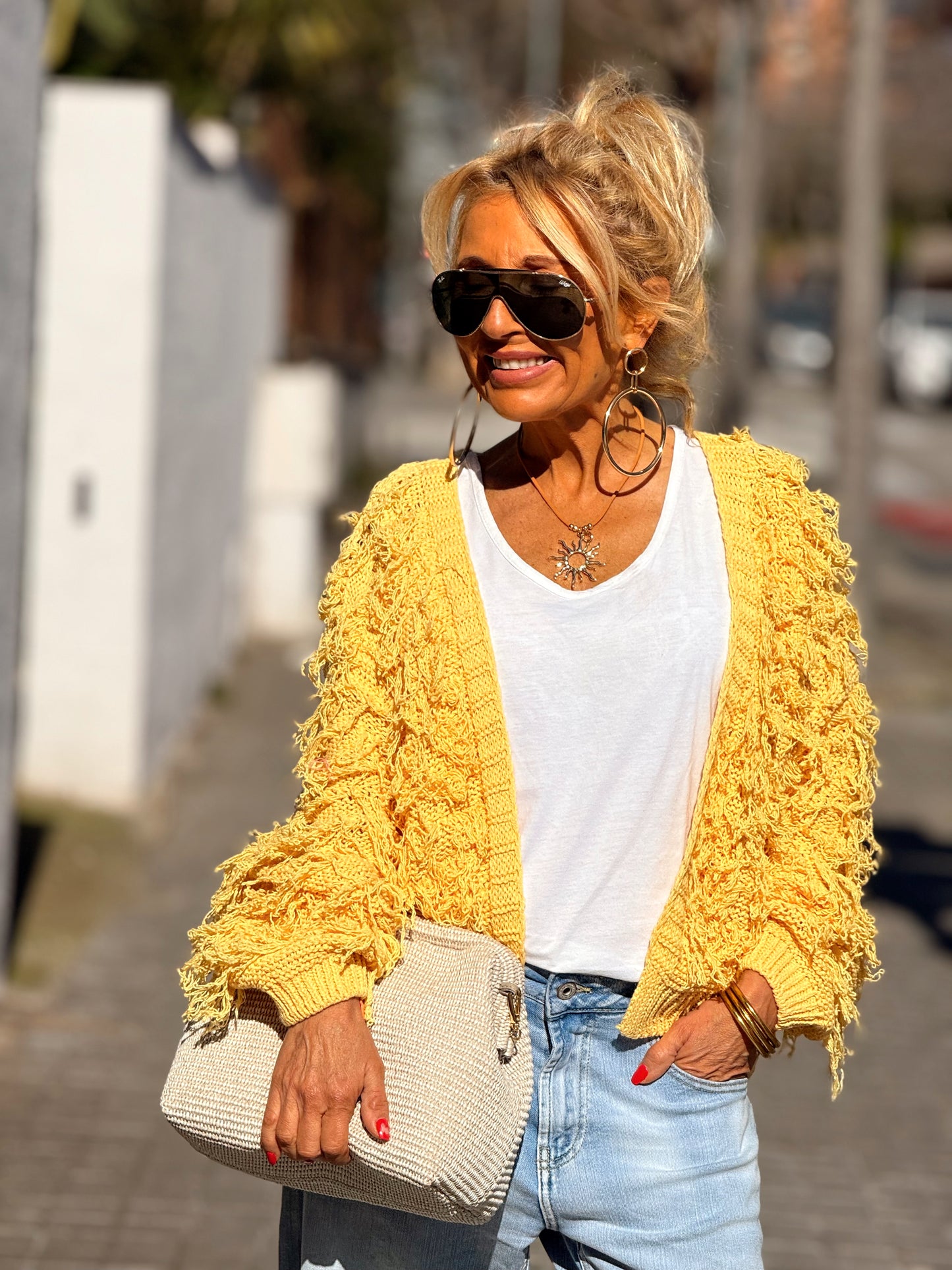 CARDIGAN CON FLECOS KEZIA MULTICOLOR