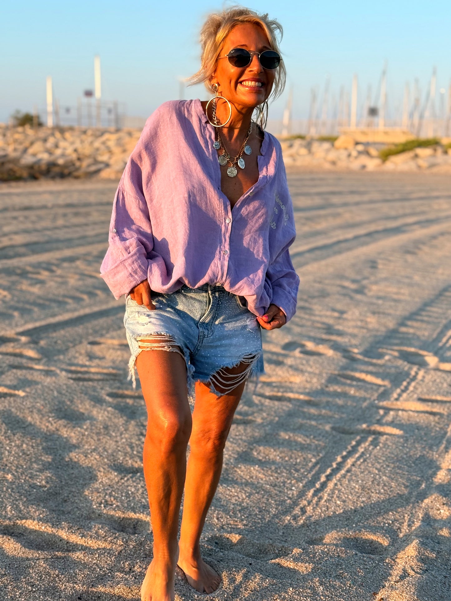 BLUSA LINO MALVA