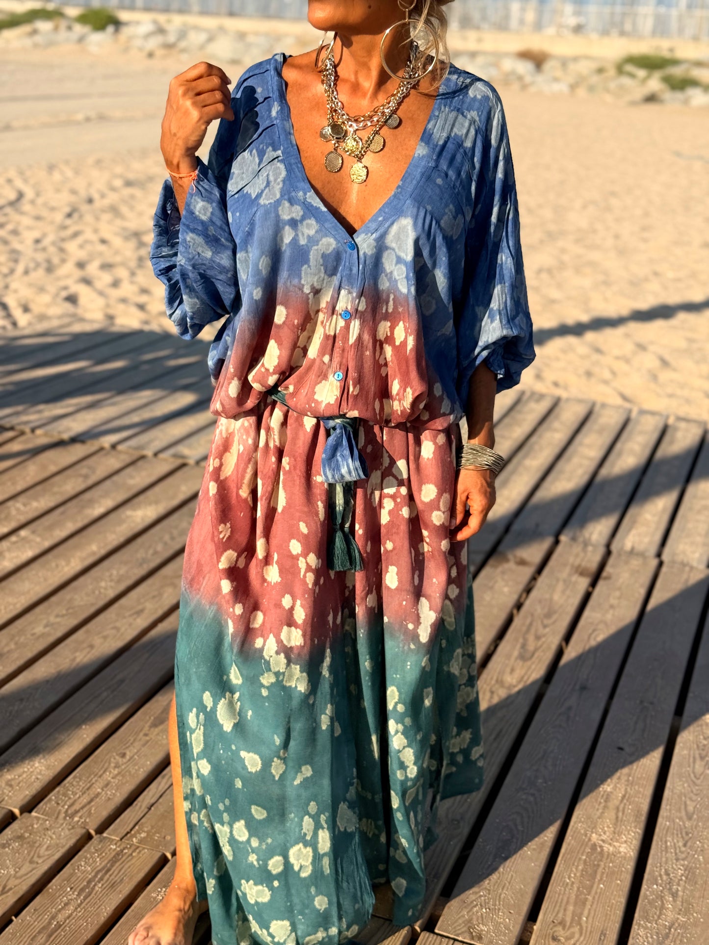 VESTIDO KAFTAN SUPER OVERSIZE MULTICOLOR