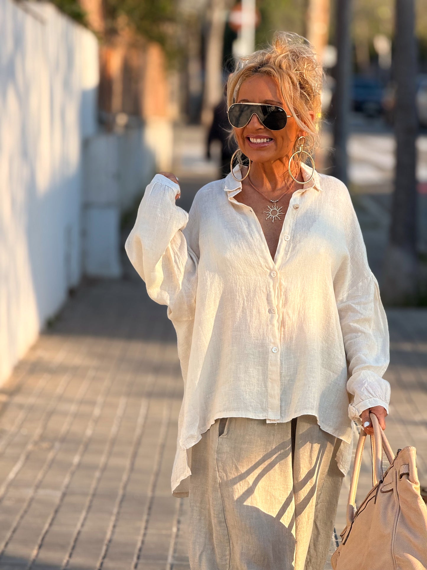 CAMISA OVERSIZE LINO LEA MULTICOLOR