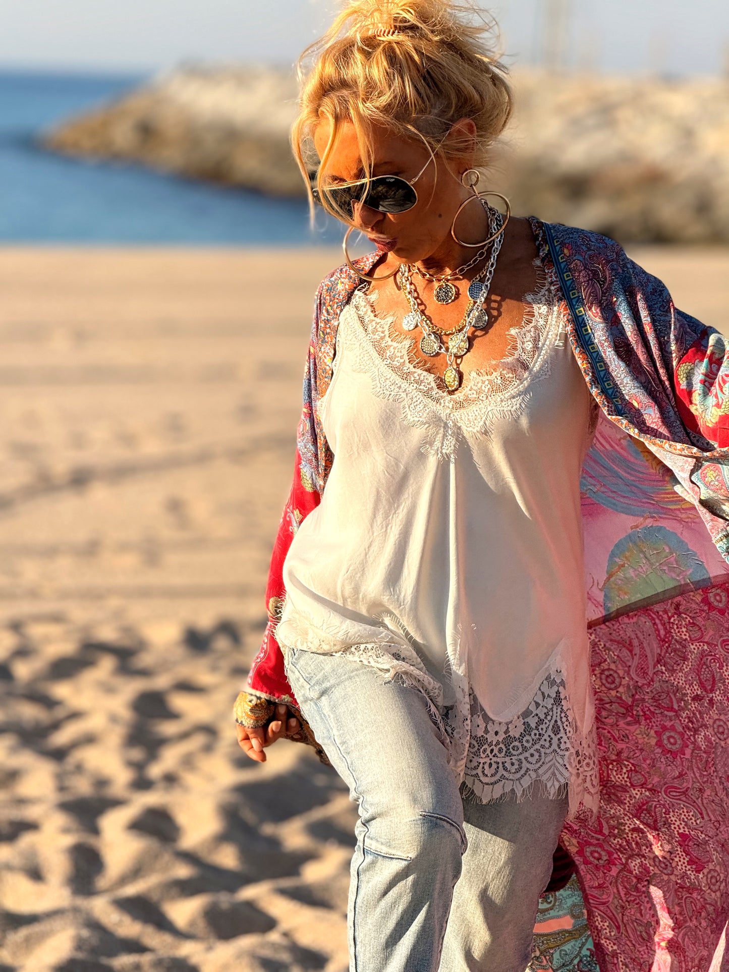 KIMONO ESTAMPADO MANGA 3/4 MULTICOLOR