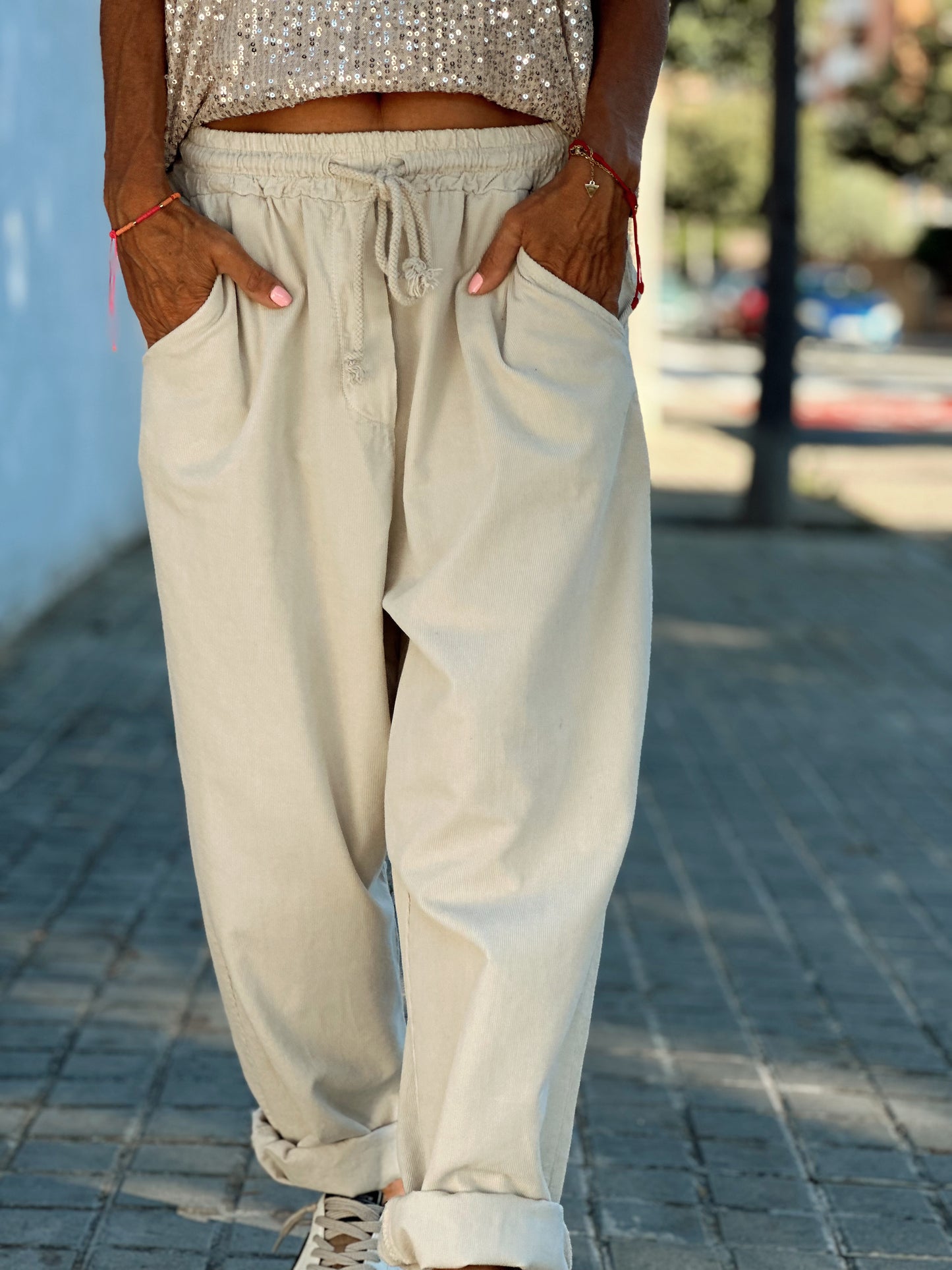 PANTALON TERCIOPELO MICHEL OVERSIZE CRUDO