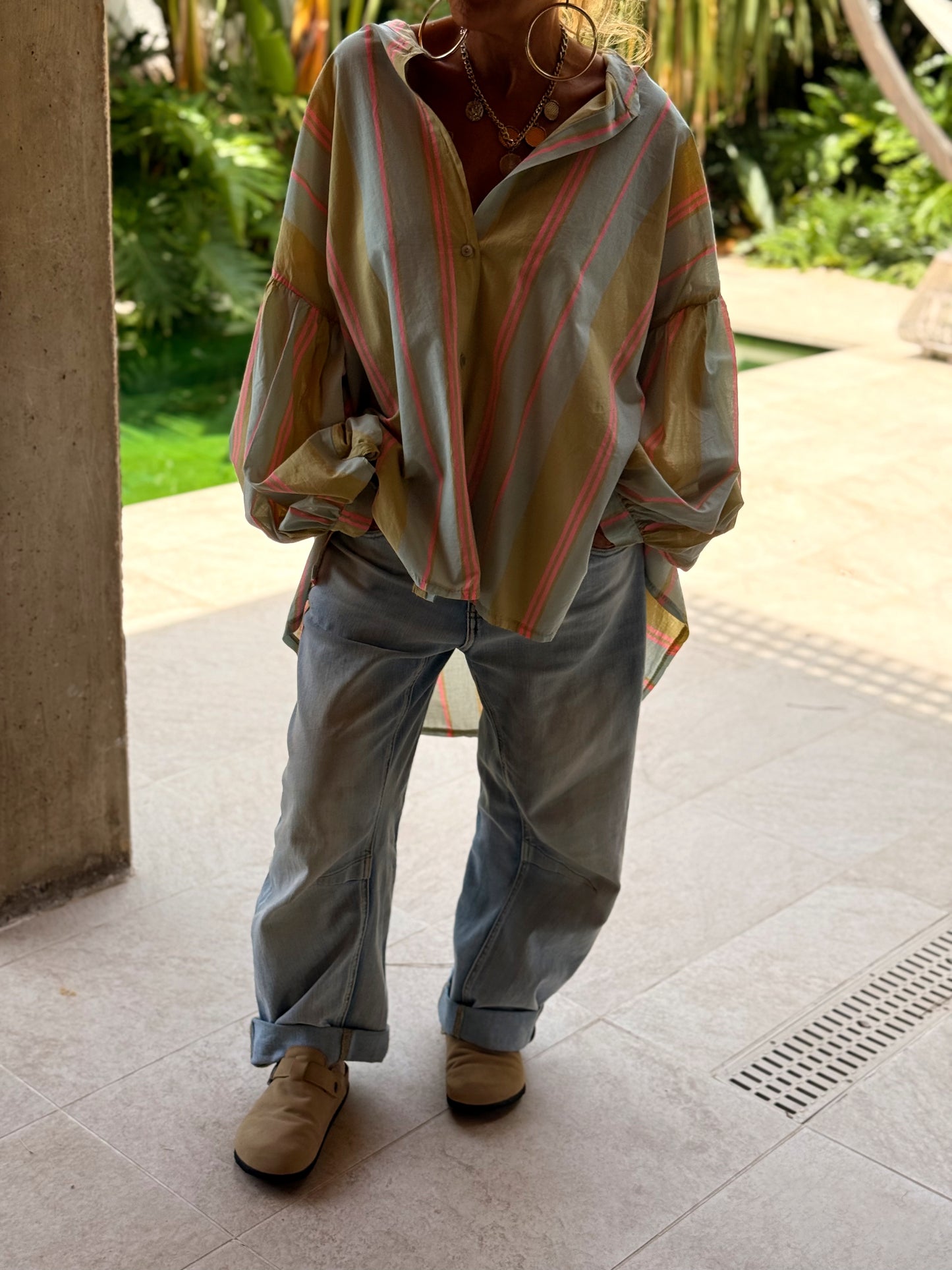 CAMISA OVERSIZE LOLITA RAYAS MULTICOLOR