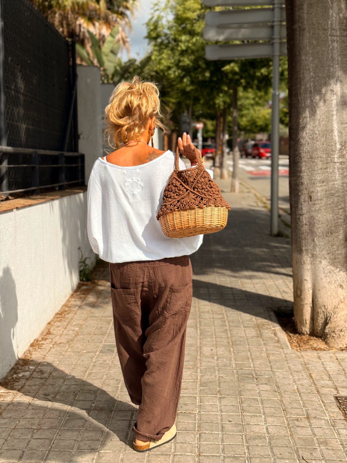 PANTALON BAGGY OVERSIZE LINO FLORENT MARRON