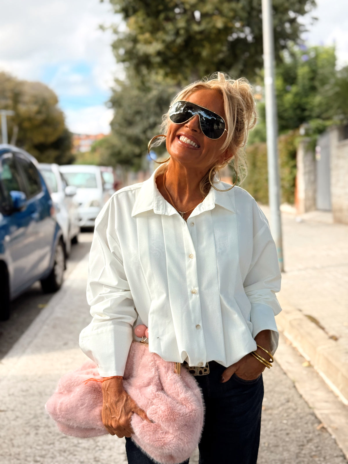 CAMISA CON PLIEGUES FILIPA MULTICOLOR