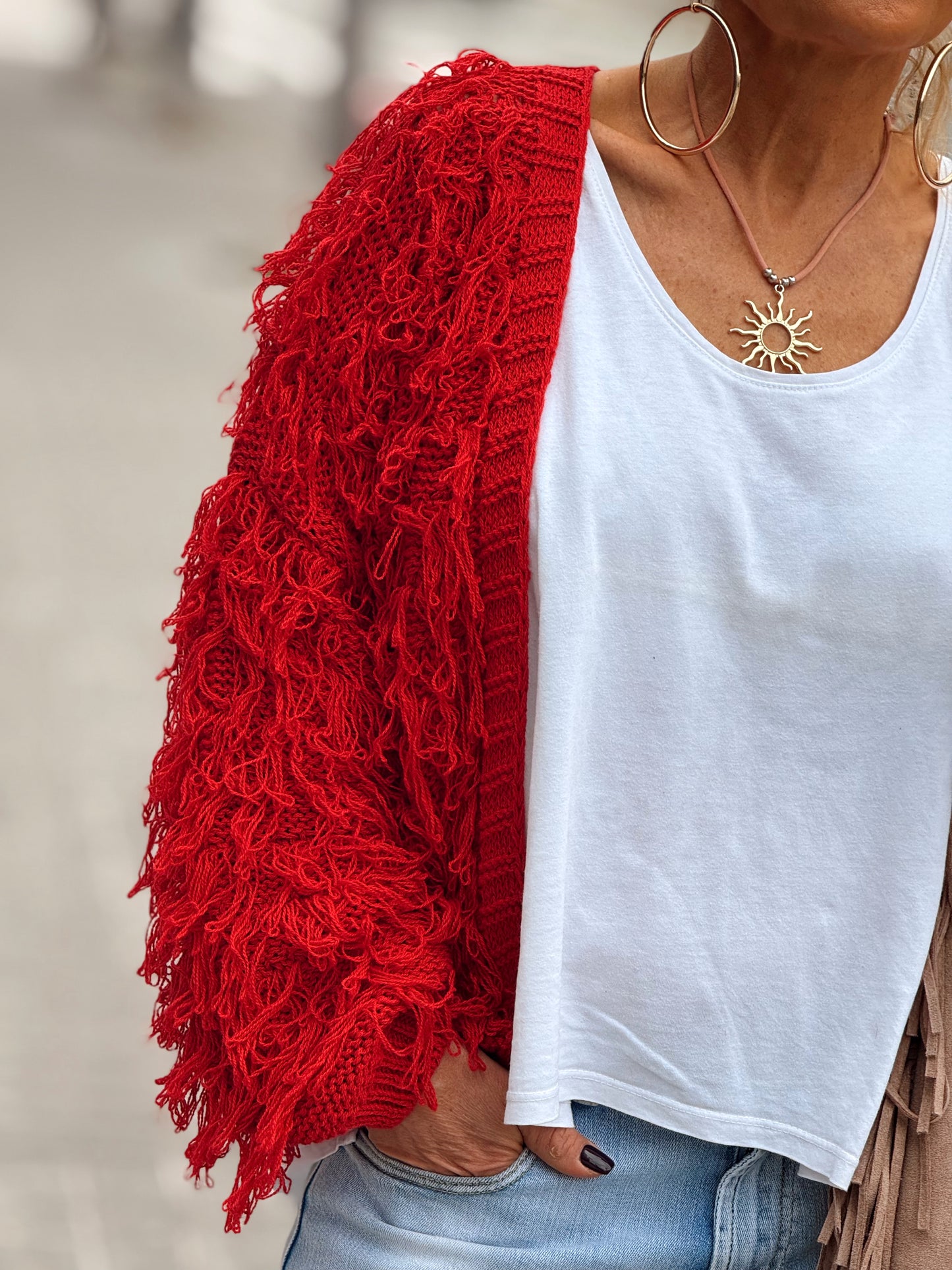 CARDIGAN CON FLECOS KEZIA MULTICOLOR