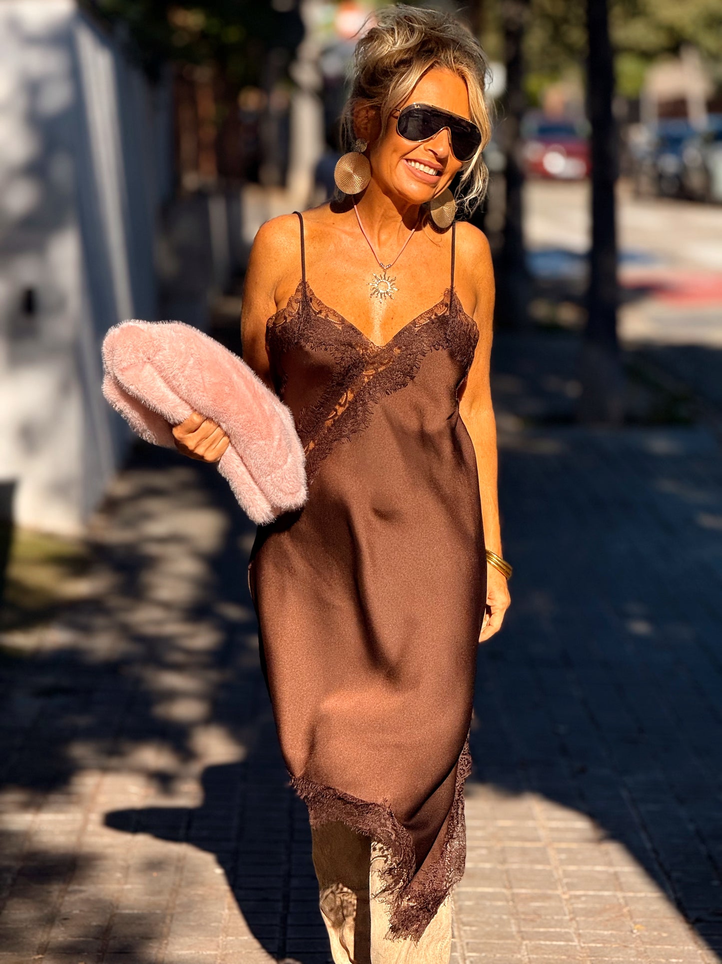 VESTIDO LENCERO LOLA MARRÓN