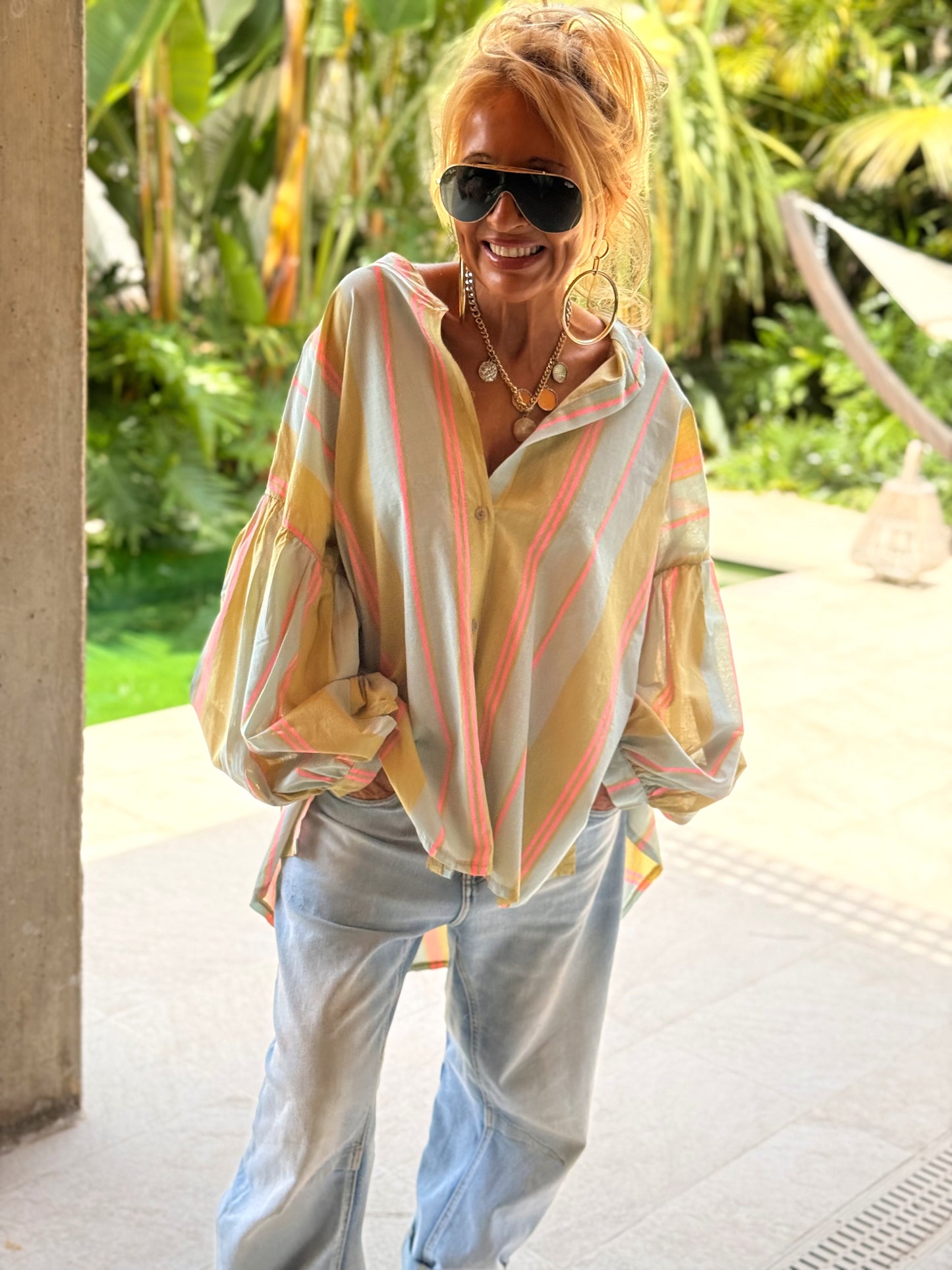 CAMISA OVERSIZE LOLITA RAYAS MULTICOLOR