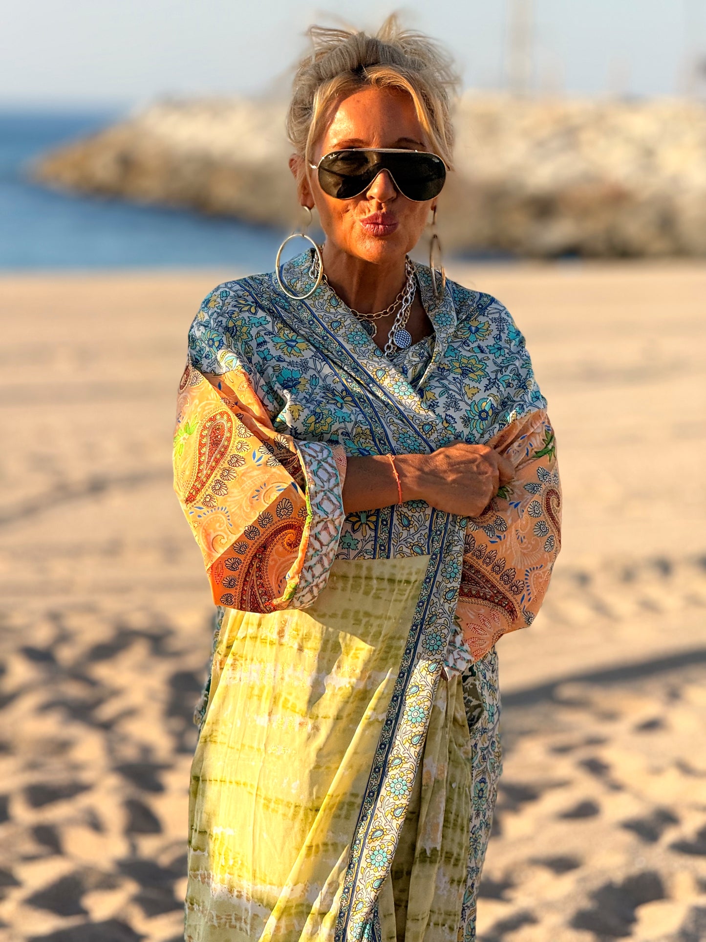 KIMONO ESTAMPADO MANGA 3/4 MULTICOLOR