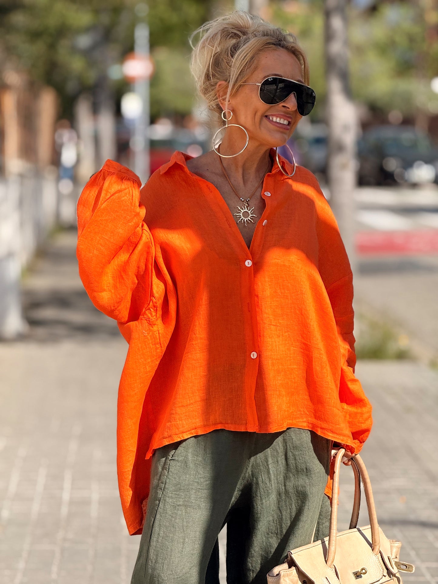 CAMISA OVERSIZE LINO LEA MULTICOLOR