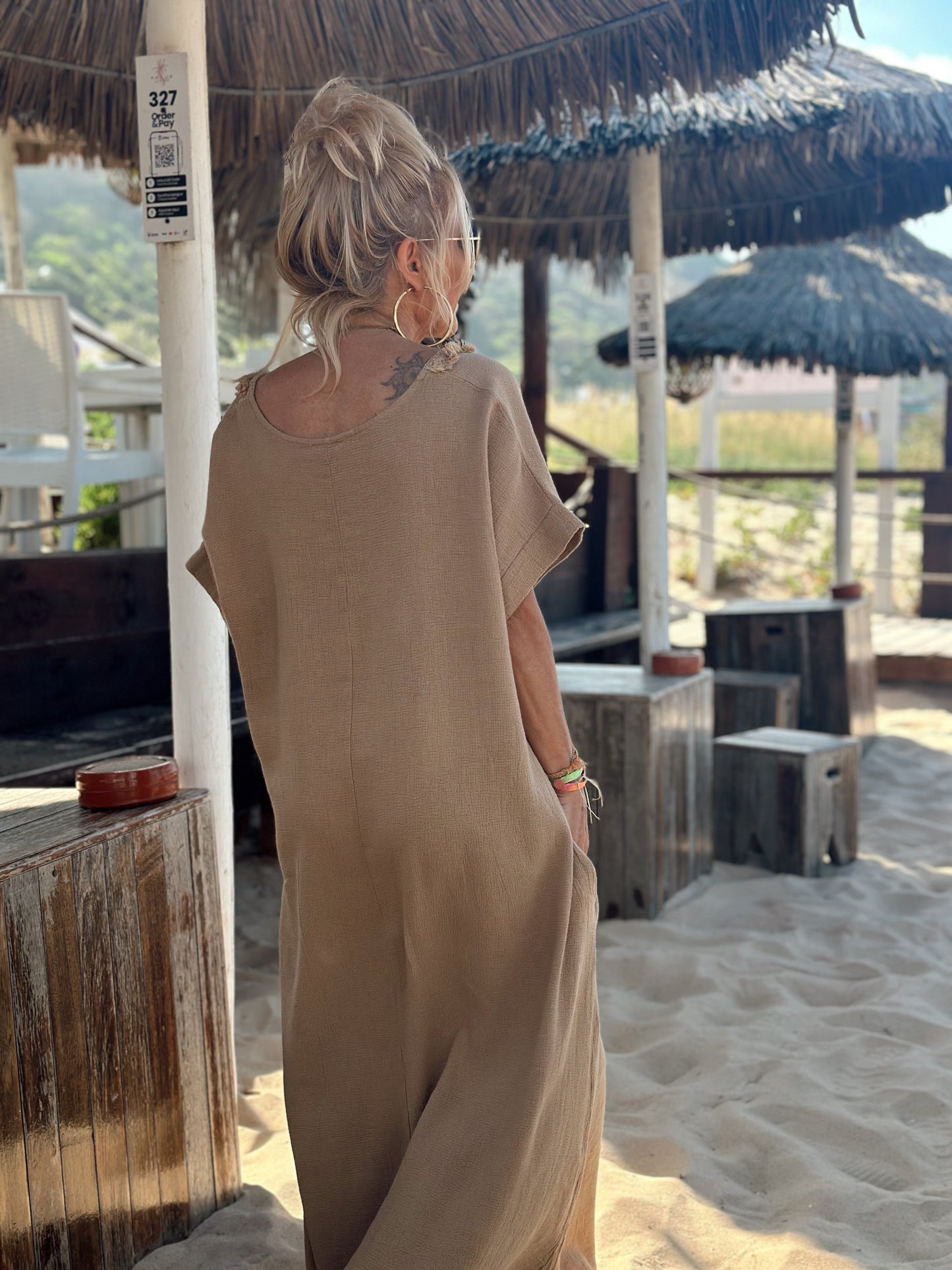 VESTIDO LARGO OVERSIZE JORDI CAMEL