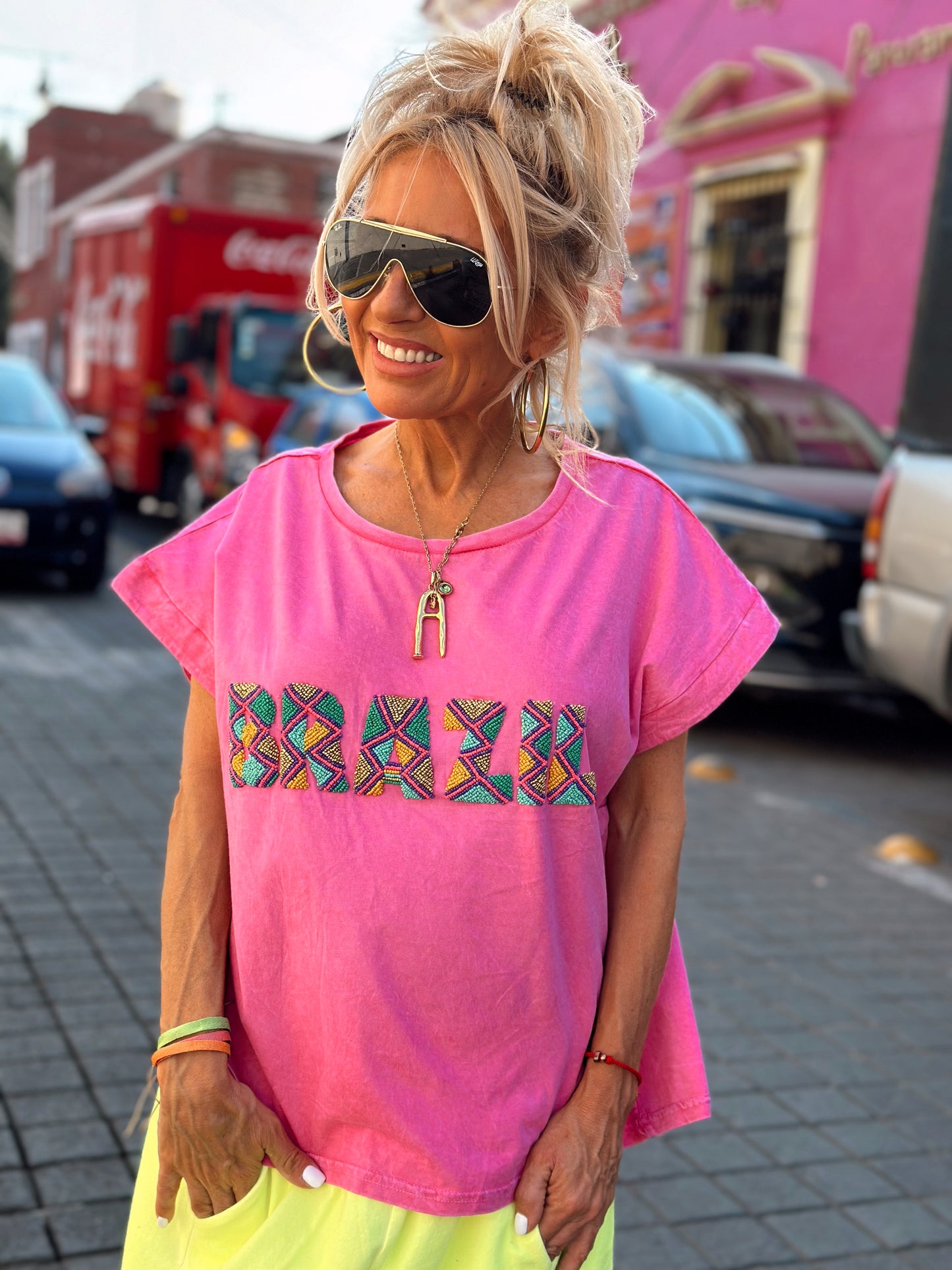 CAMISETA BRAZIL FUCSIA