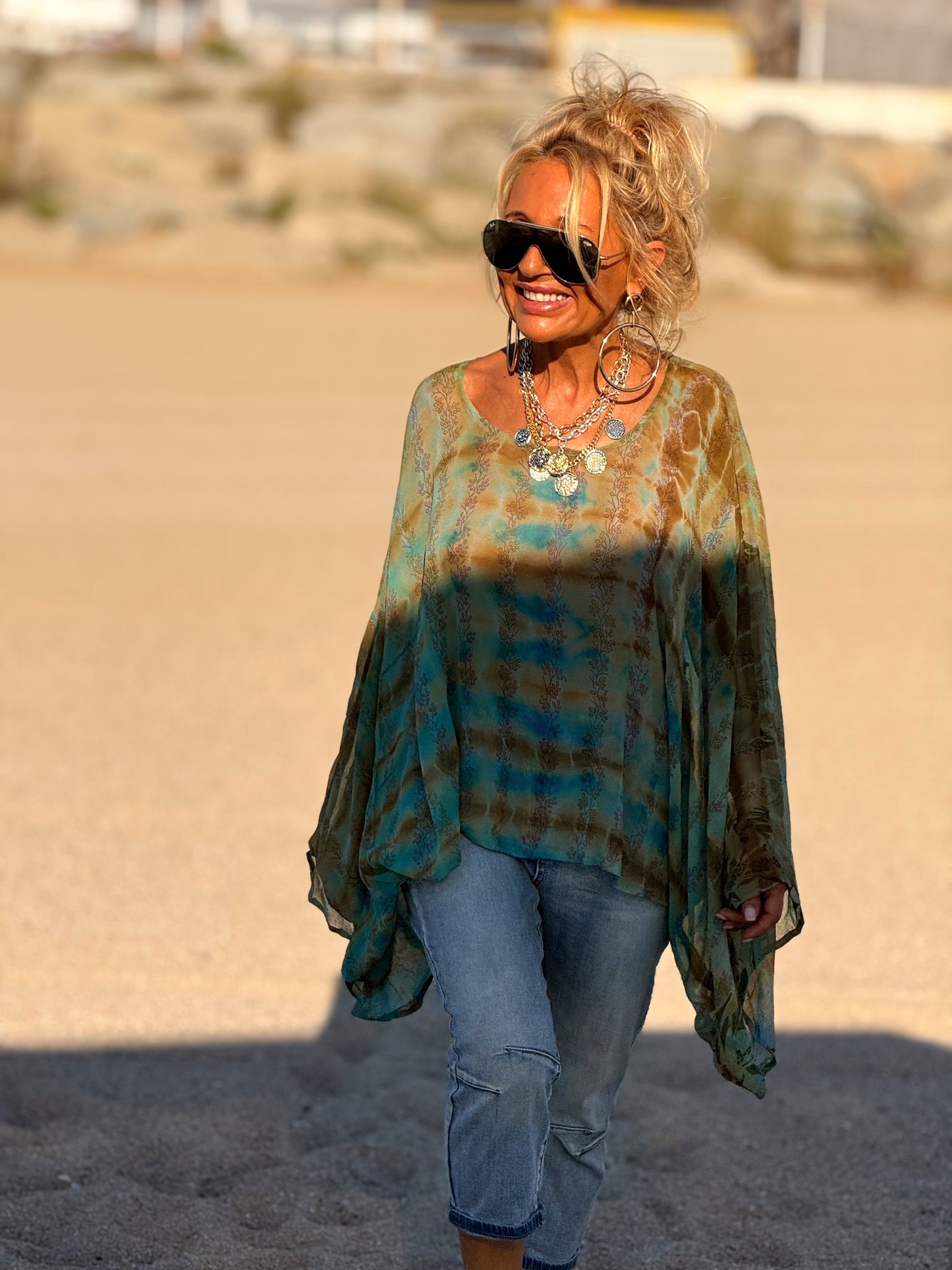 BLUSA-CAPA ESTAMPADO CREPE DE SEDA INDY MULTICOLOR