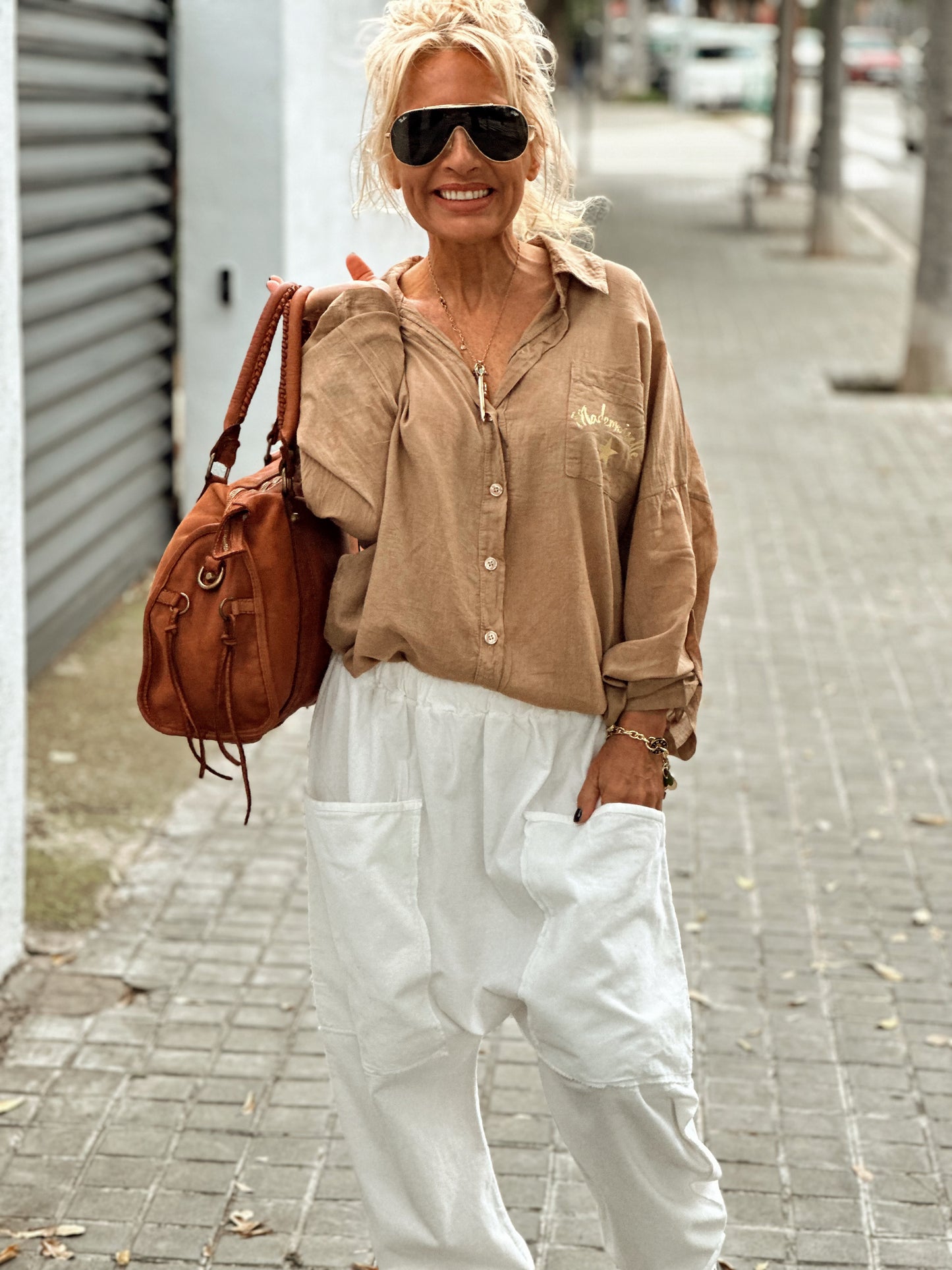 CAMISA MADEMOISELLE CON ALAS CAMEL