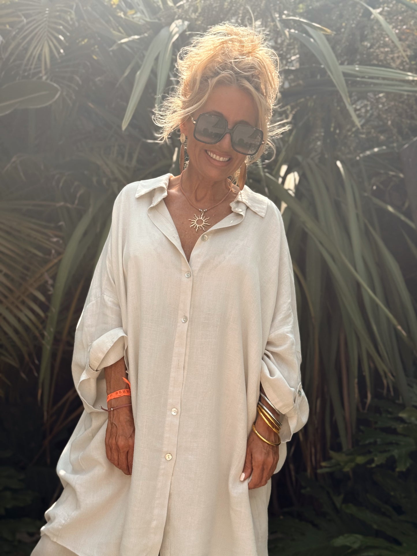 CAMISA OVERSIZE C’EST LA VIE BEIGE