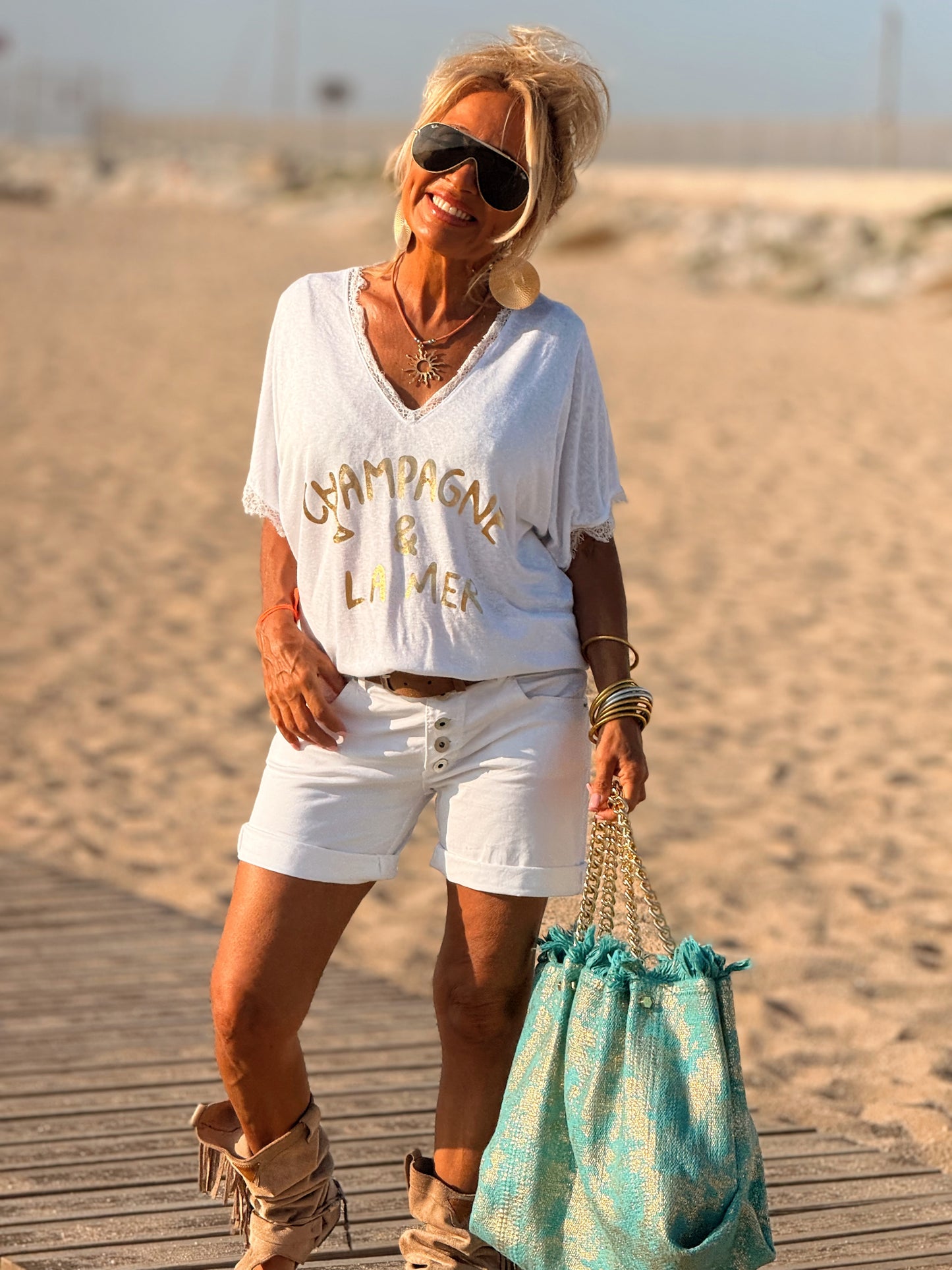 CAMISETA CHAMPAGNE BLANCO