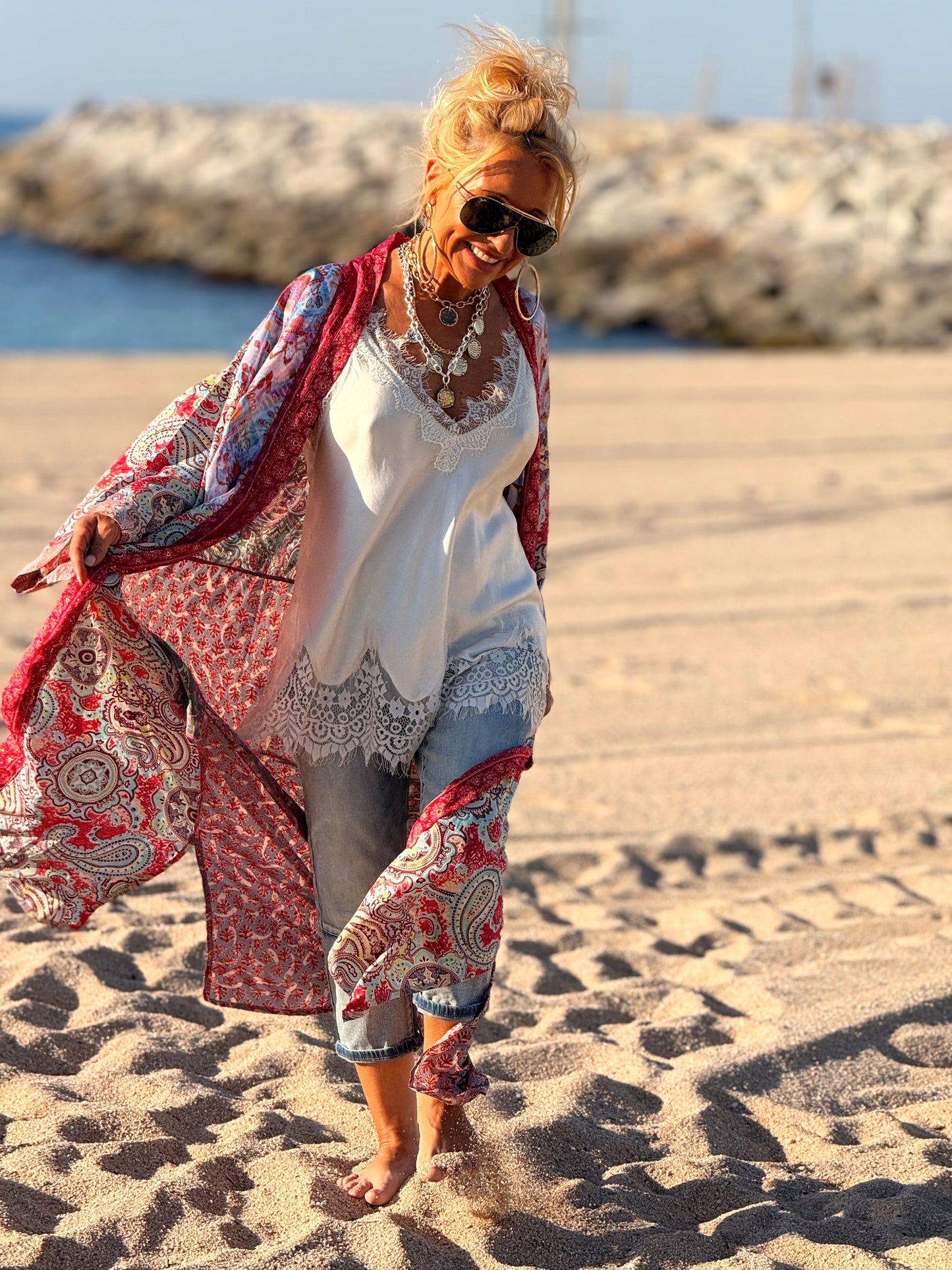 KIMONO ESTAMPADO MANGA 3/4 MULTICOLOR