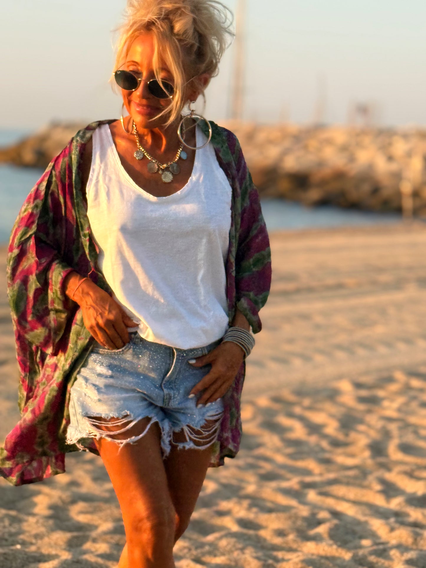 KIMONO CORTO ESTAMPADO MANGA LARGA MULTICOLOR