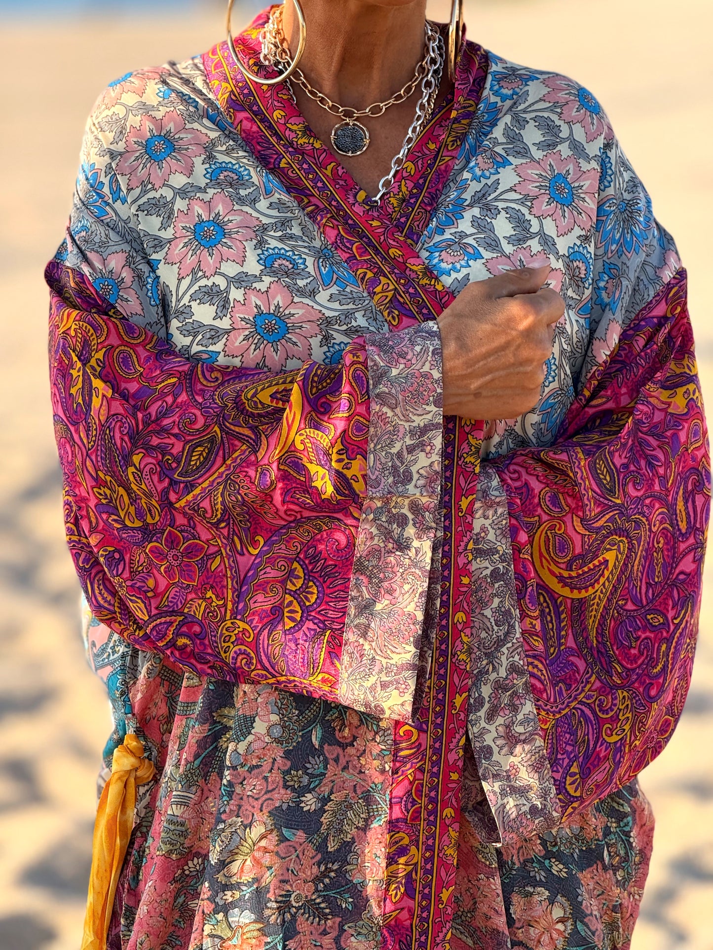 KIMONO ESTAMPADO MANGA 3/4 MULTICOLOR
