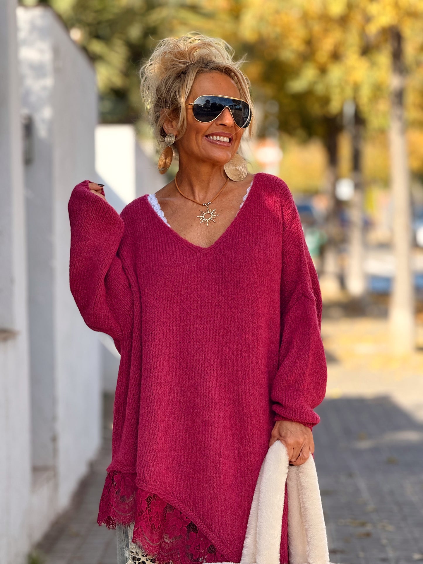 JERSEY SUPER OVERSIZE ASIMÉTRICO CON LENCERO MULTICOLOR