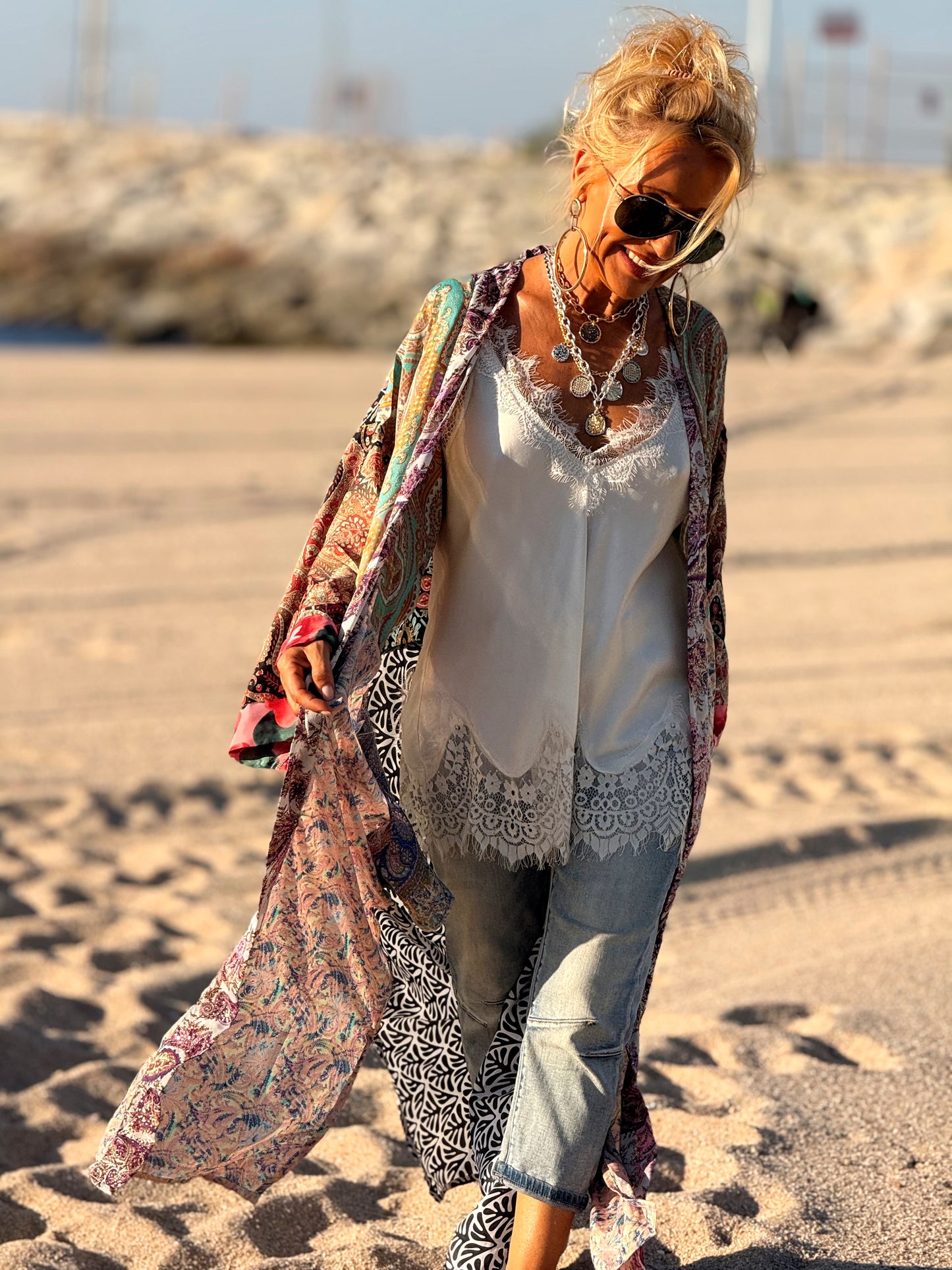 KIMONO ESTAMPADO MANGA 3/4 MULTICOLOR