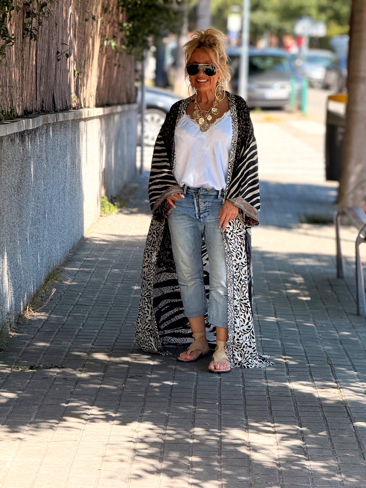 KIMONO ESTAMPADO MANGA 3/4 MULTICOLOR