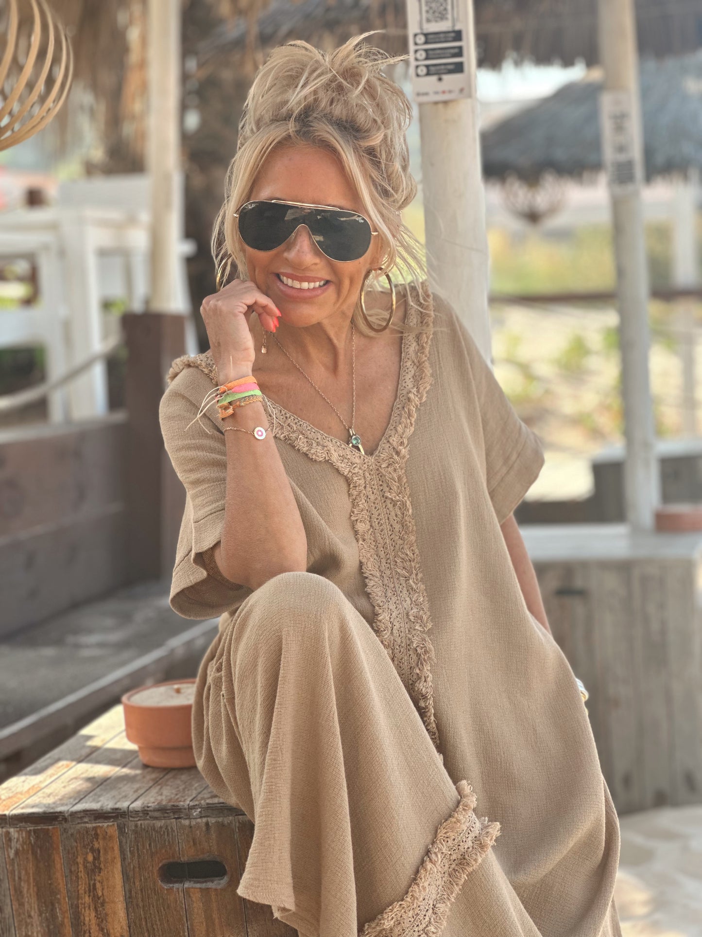 VESTIDO LARGO OVERSIZE JORDI CAMEL