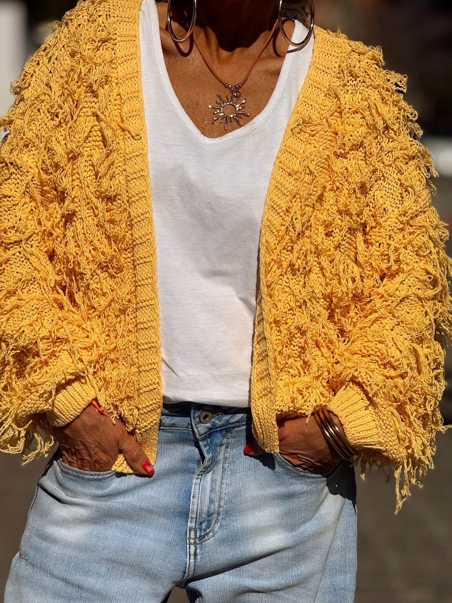 CARDIGAN CON FLECOS KEZIA MULTICOLOR