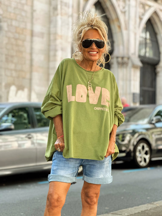 SUDADERA OVERSIZE LOVE OLIVA