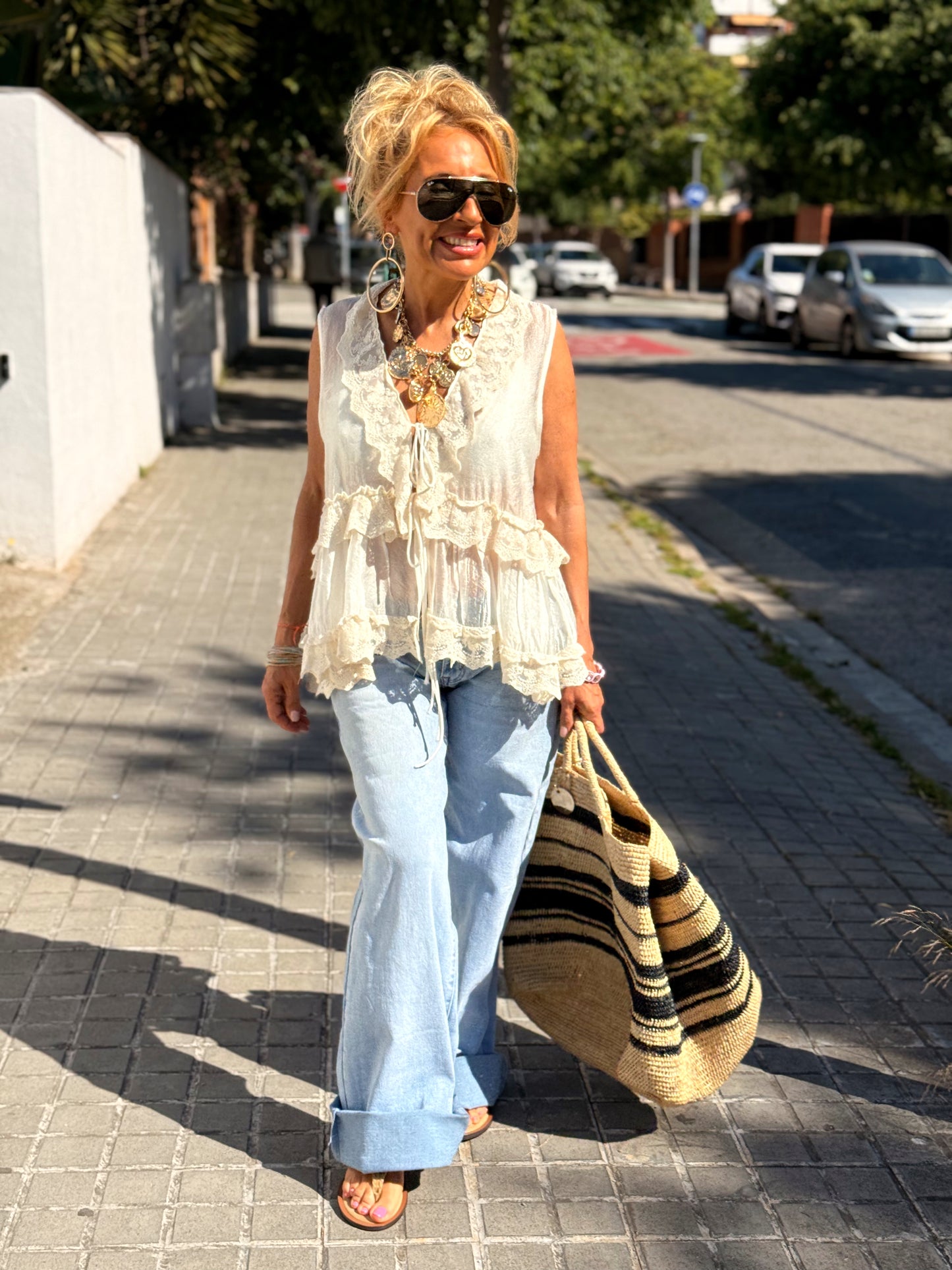 TOP-BLUSA ENCAJE VAINILLA