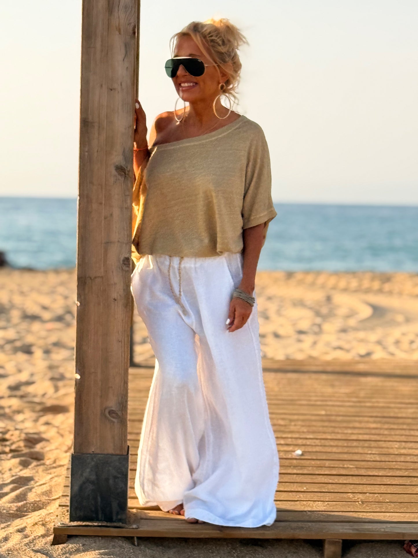 PANTALON CON CORDÓN LINO MULTICOLOR
