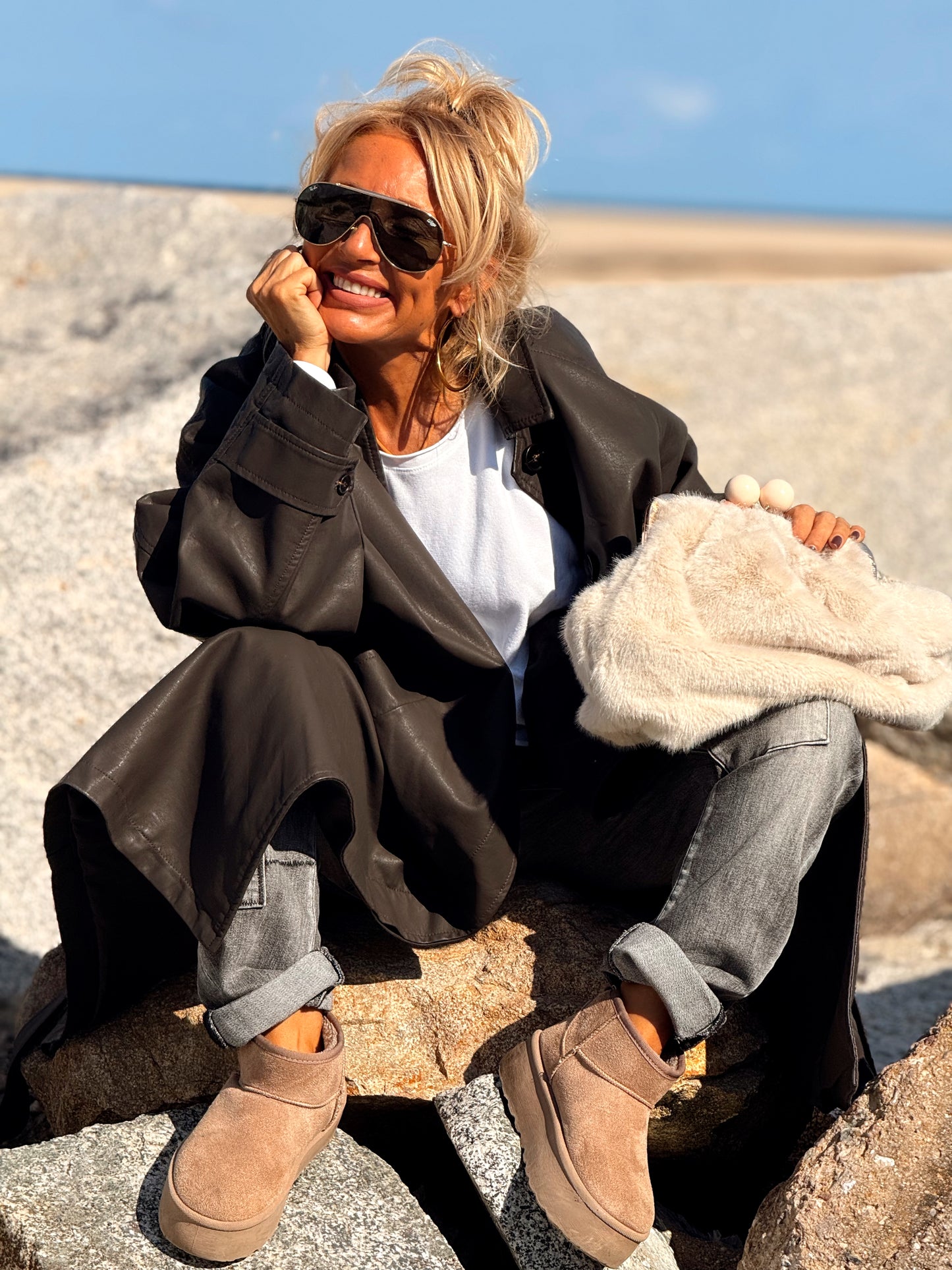 CHAQUETA LARGA POLIPIEL MULTICOLOR