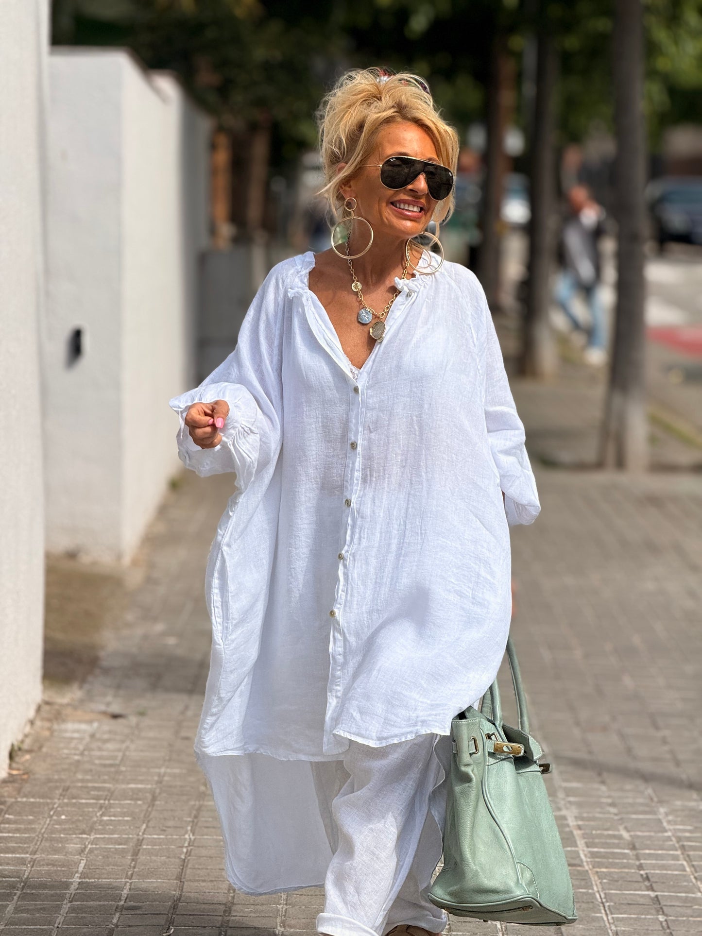 VESTIDO-TÚNICA SUPER OVERSIZE LINO NINA MULTICOLOR