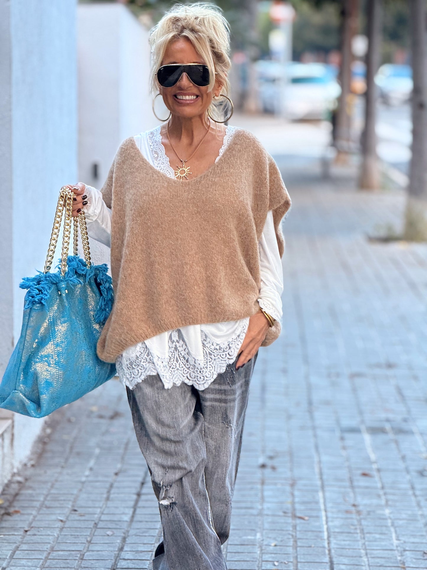 JERSEY-CHALECO DE PUNTO SUPER OVERSIZE LUANA MULTICOLOR