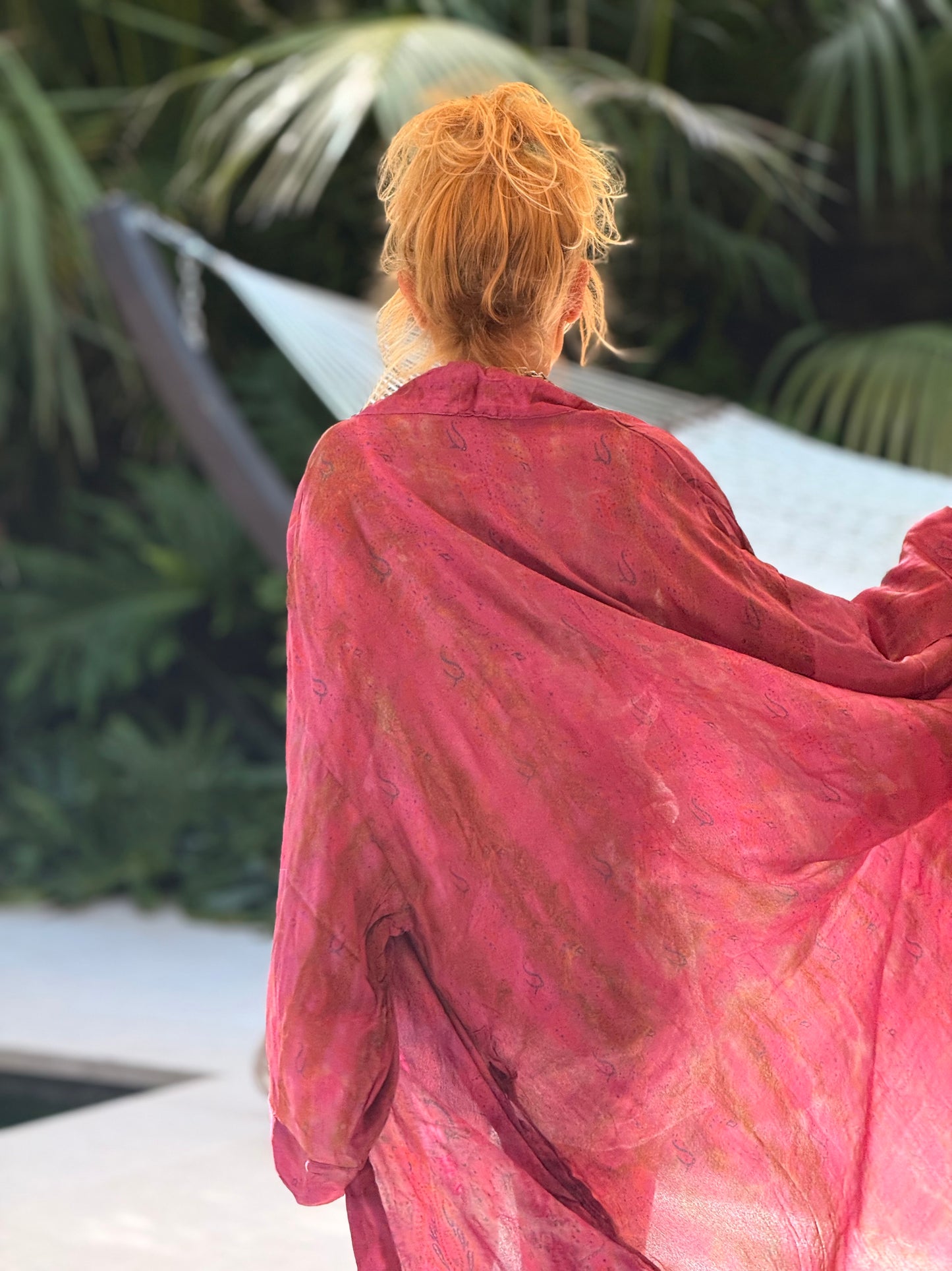 KIMONO ESTAMPADO MANGA 3/4 CREPE DE SEDA MULTICOLOR
