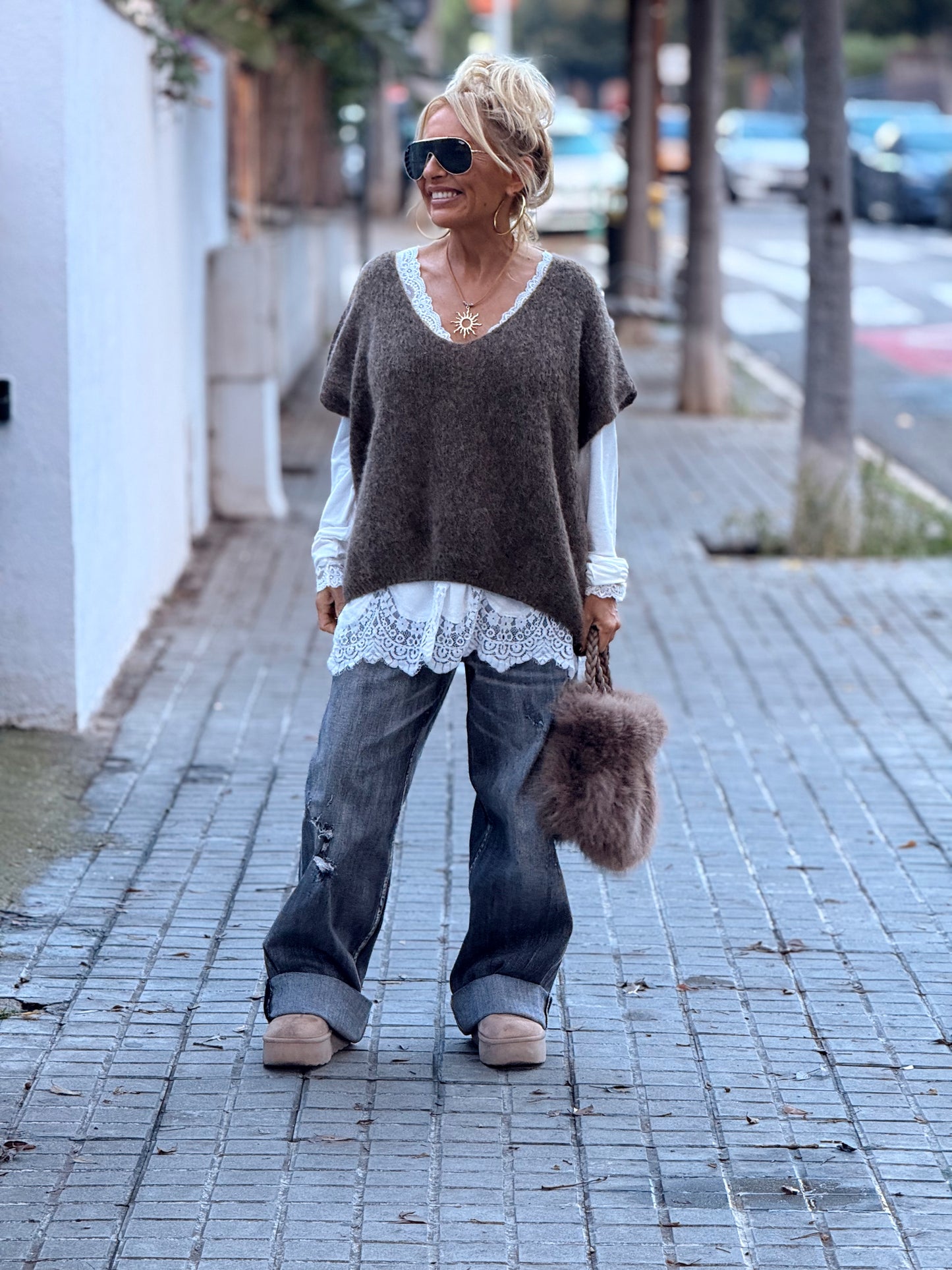 JERSEY-CHALECO DE PUNTO SUPER OVERSIZE LUANA MULTICOLOR