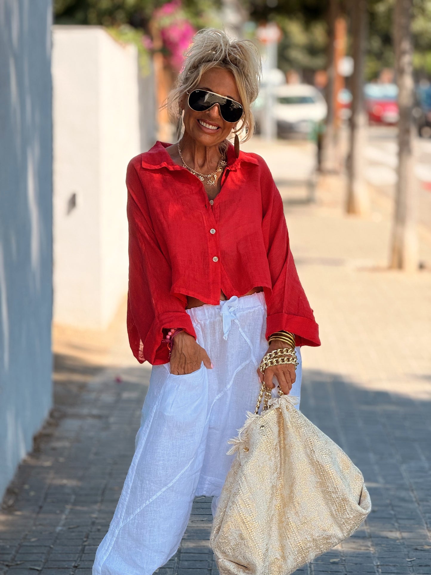 CAMISA LINO CROP-TOP MULTICOLOR