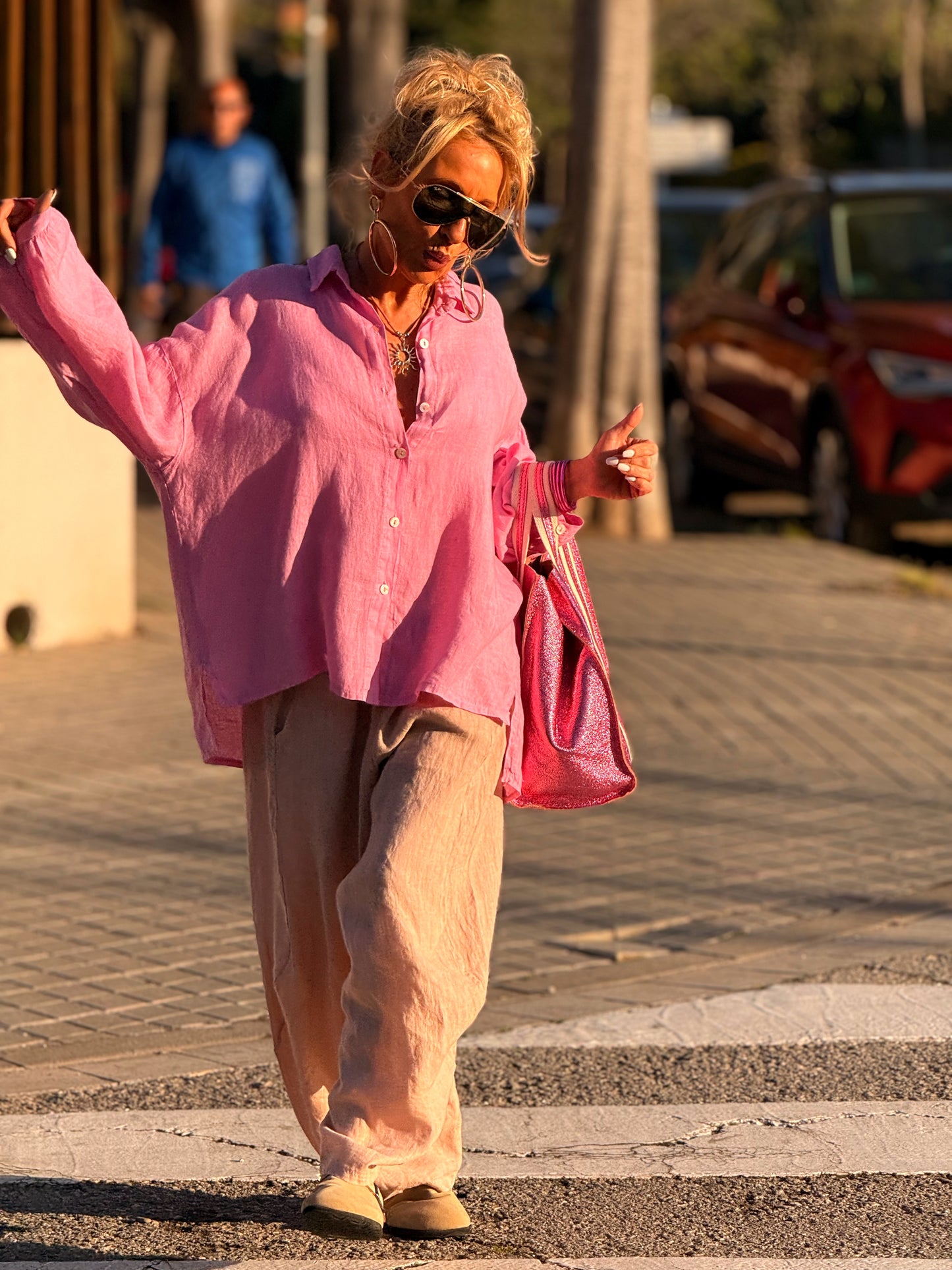 CAMISA OVERSIZE LINO LEA MULTICOLOR