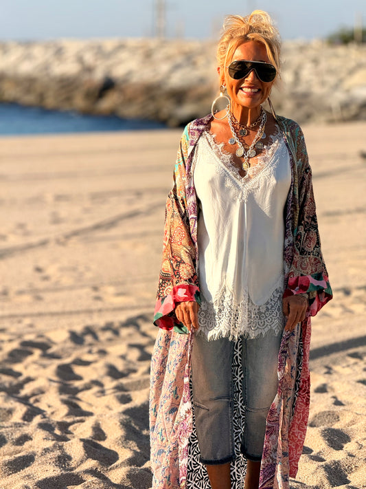 KIMONO ESTAMPADO MANGA 3/4 MULTICOLOR