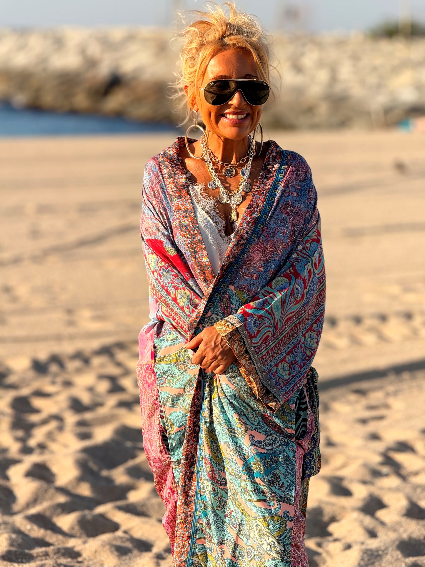 KIMONO ESTAMPADO MANGA 3/4 MULTICOLOR