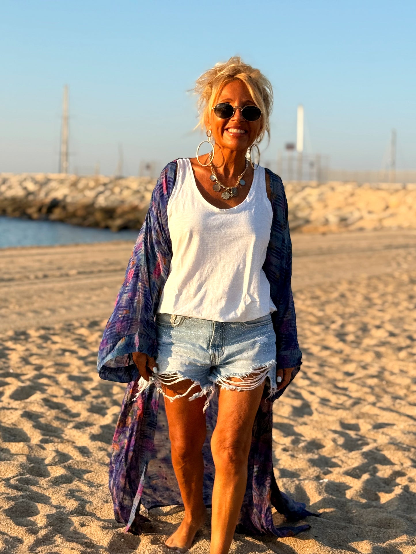 KIMONO ESTAMPADO MANGA LARGA CREPE DE SEDA MULTICOLOR
