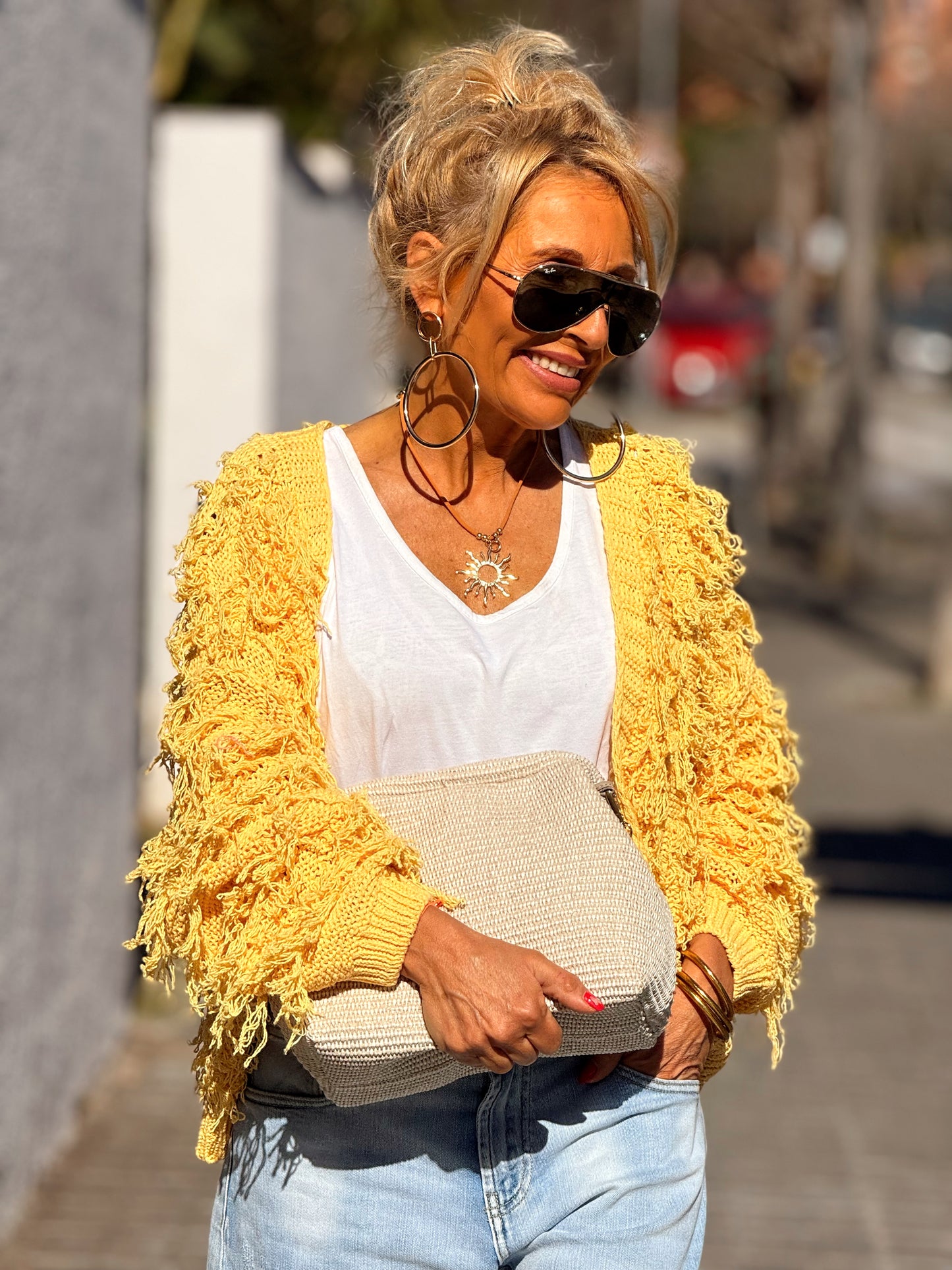 CARDIGAN CON FLECOS KEZIA MULTICOLOR