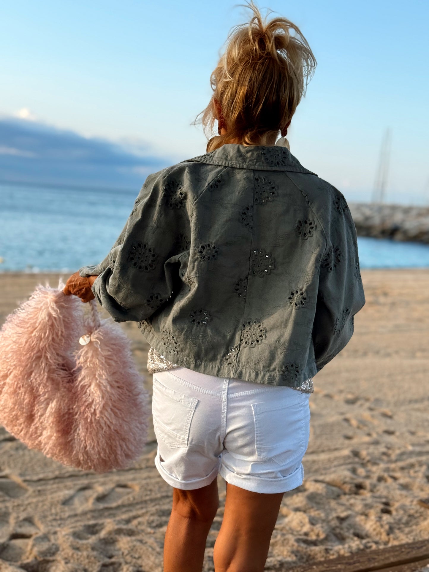 CAZADORA CORTA CROCHET KAKI