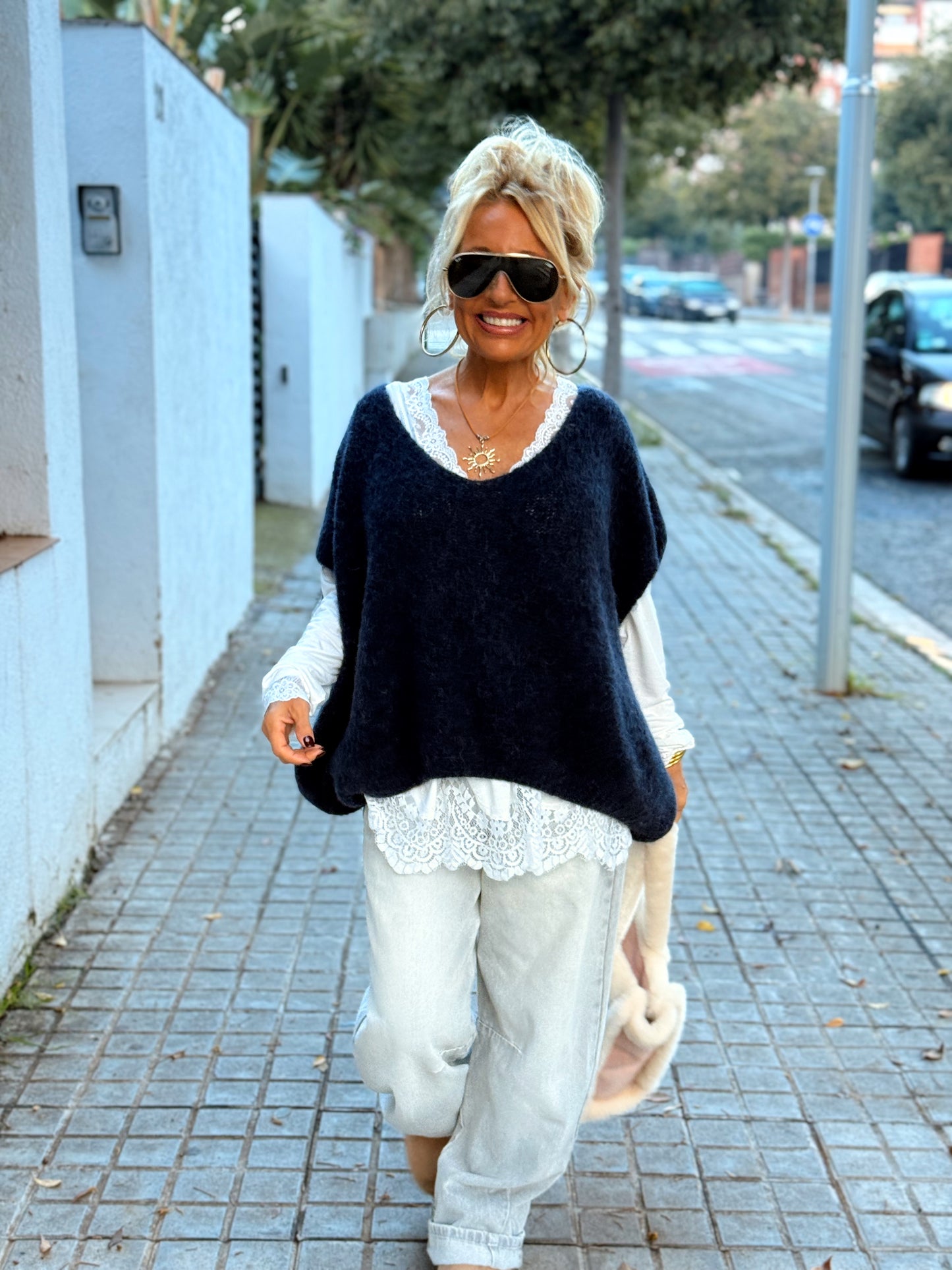 JERSEY-CHALECO DE PUNTO SUPER OVERSIZE LUANA MULTICOLOR