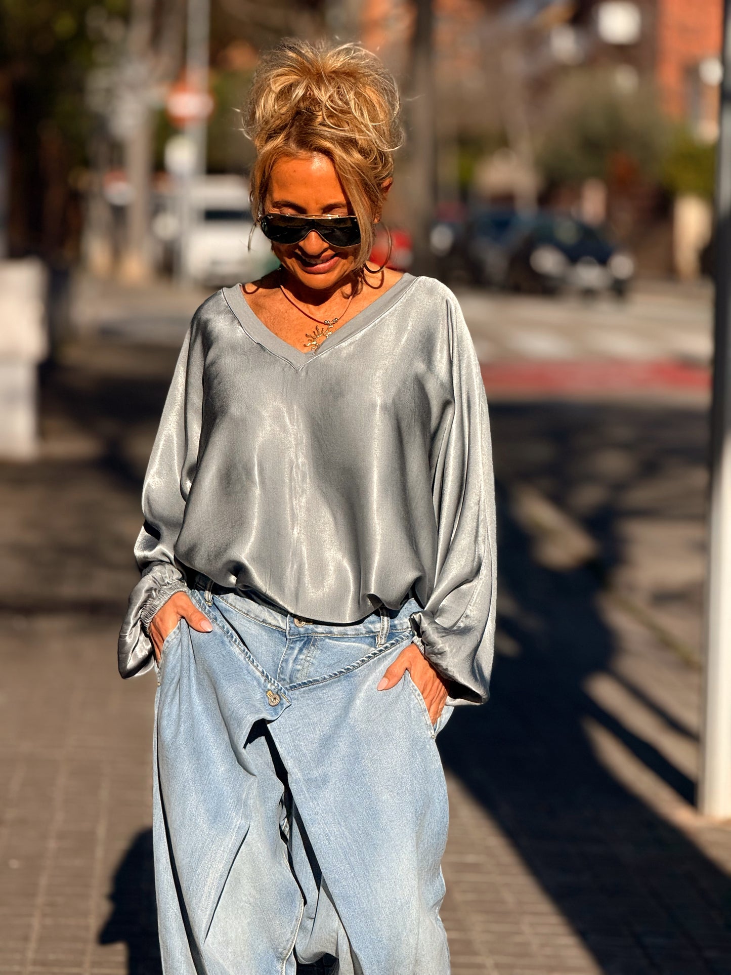 JEANS CON BOTONE OVERSIZE EDEN VAQUERO