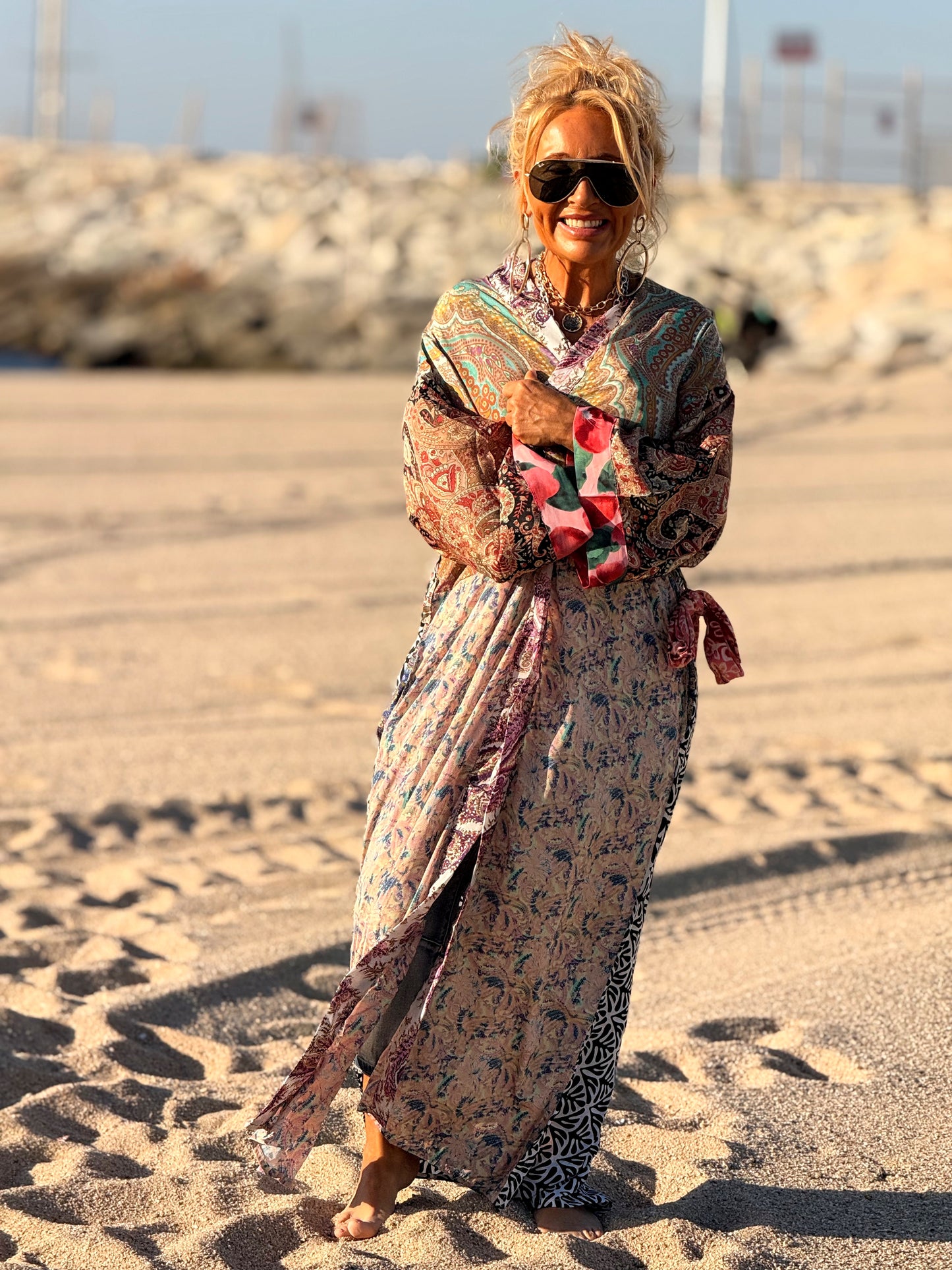 KIMONO ESTAMPADO MANGA 3/4 MULTICOLOR