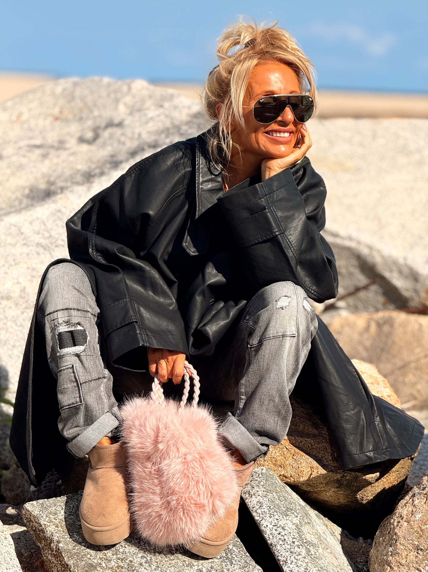 CHAQUETA LARGA POLIPIEL MULTICOLOR