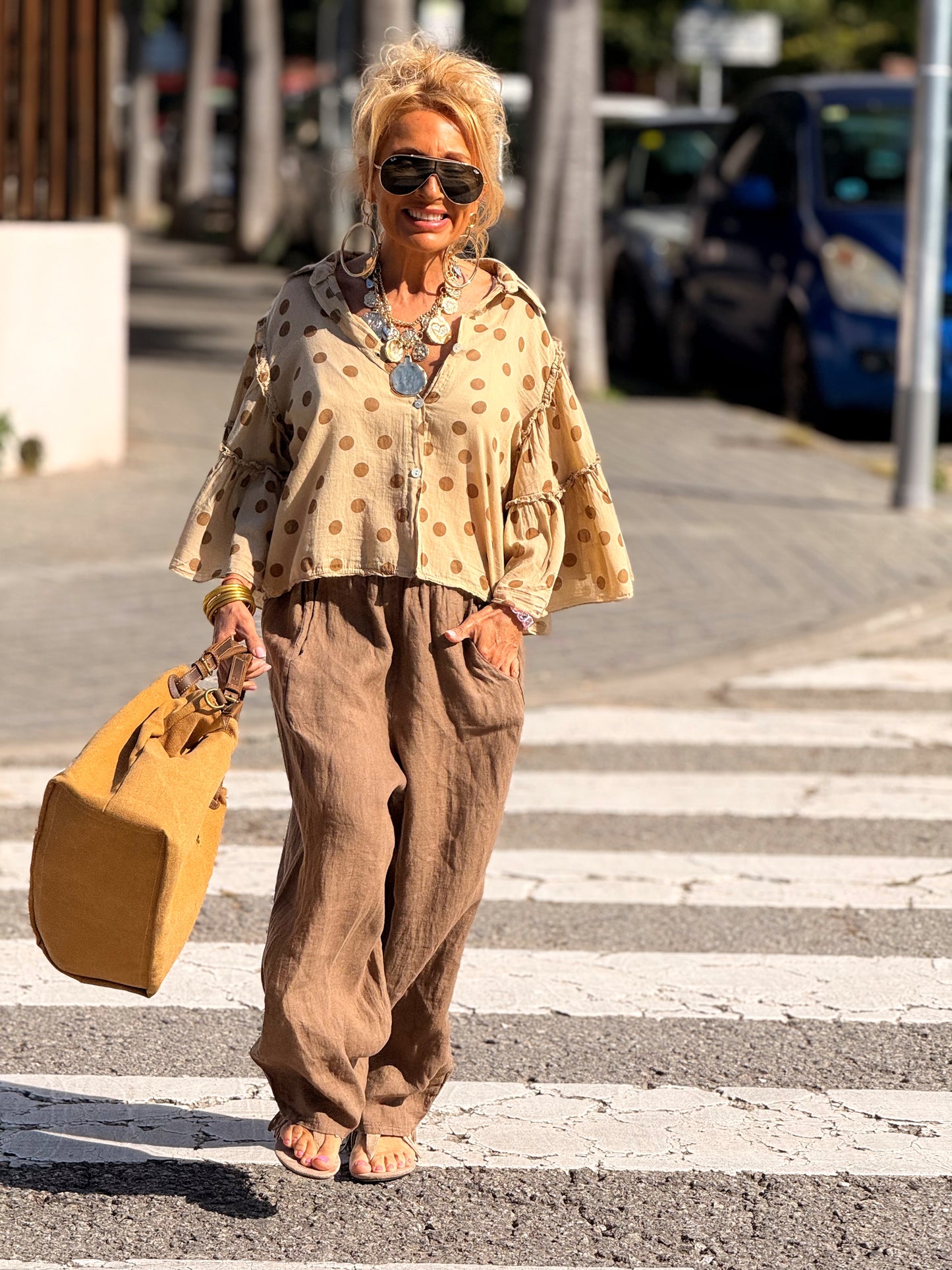 CAMISA CORTA LUNARES MULTICOLOR